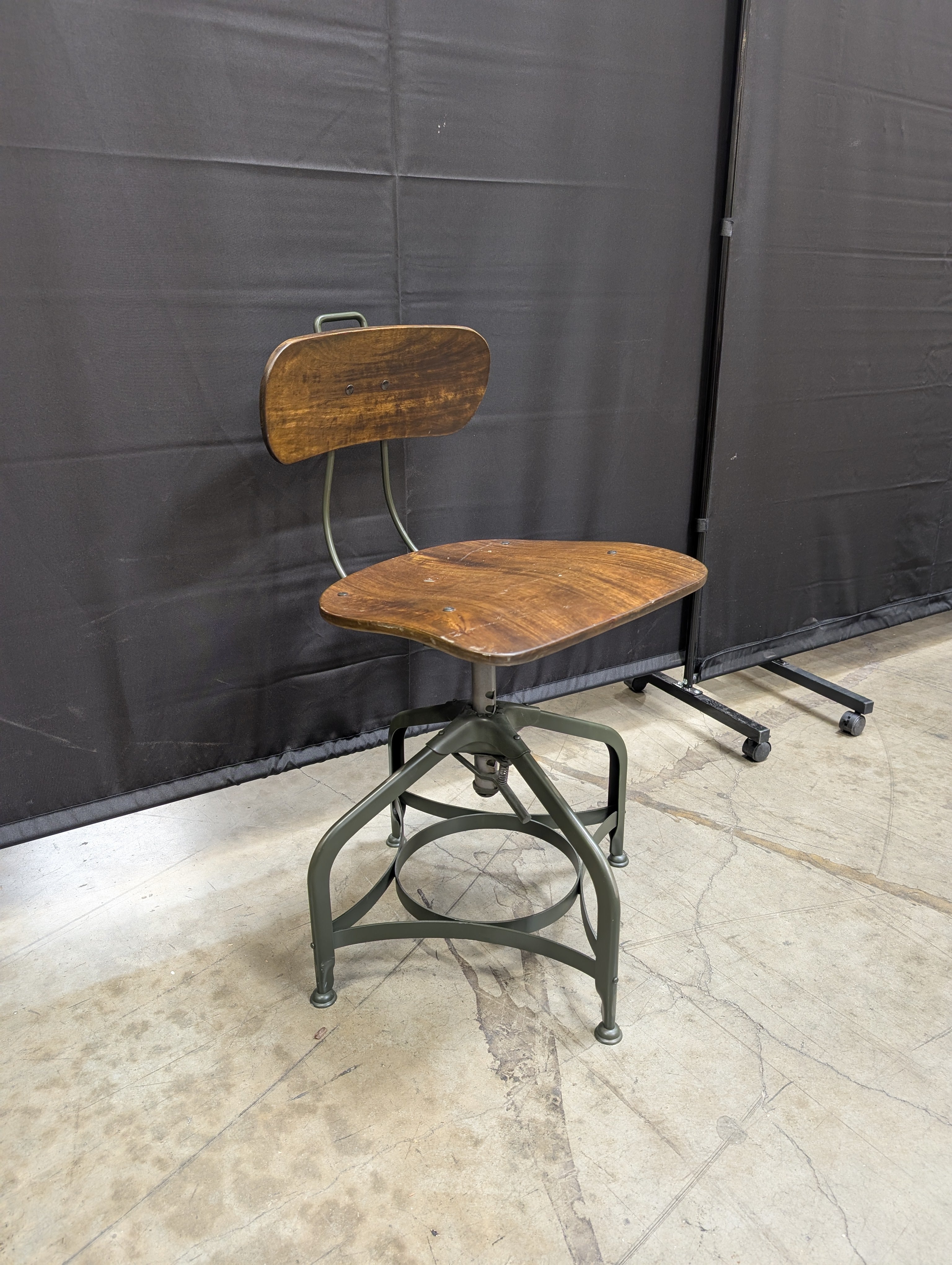 Industrial Style Wood and Metal Adjustable Stool Chair
