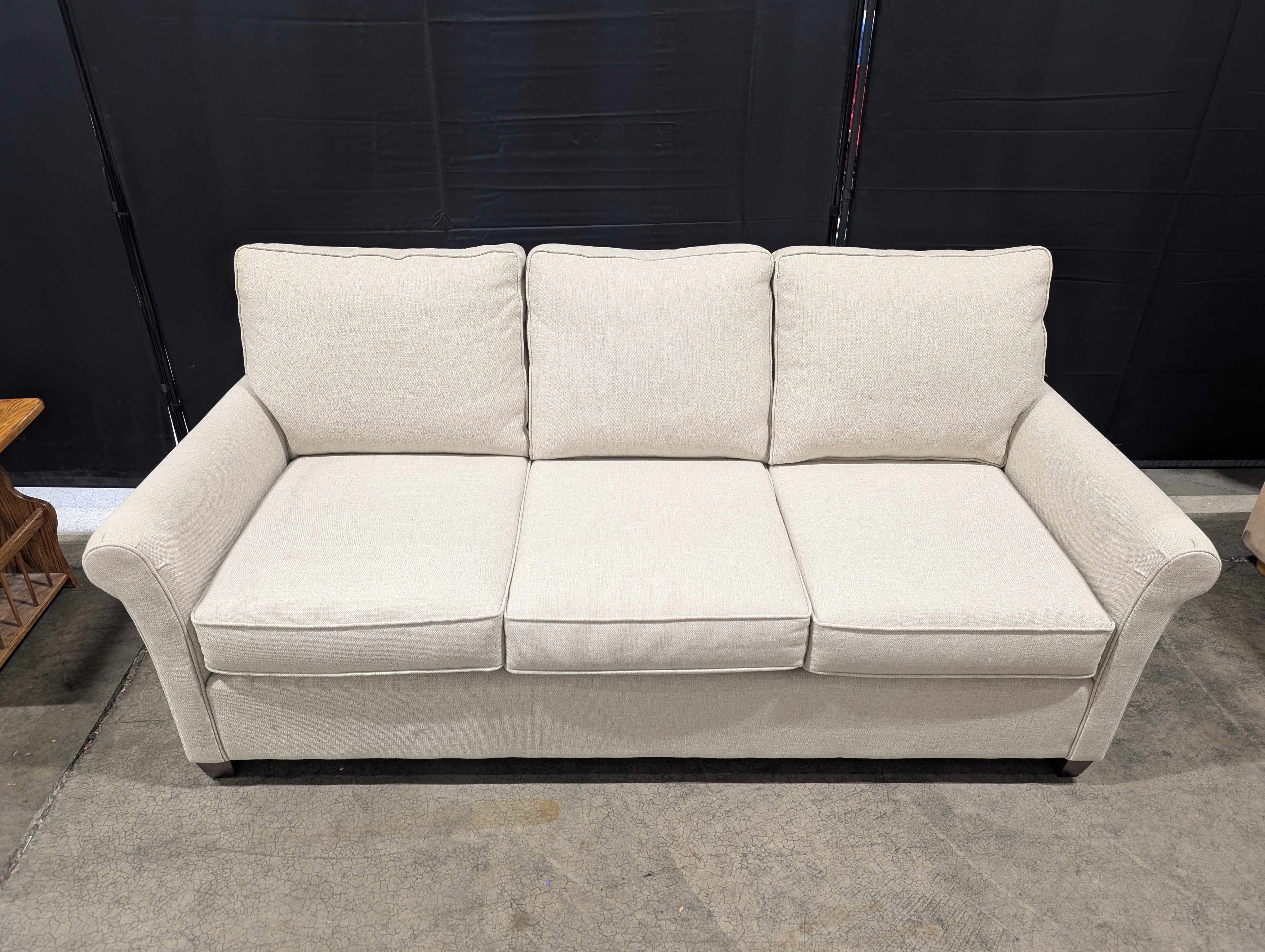 Neutral Toned Bassett Three-Seater Fabric Sofa