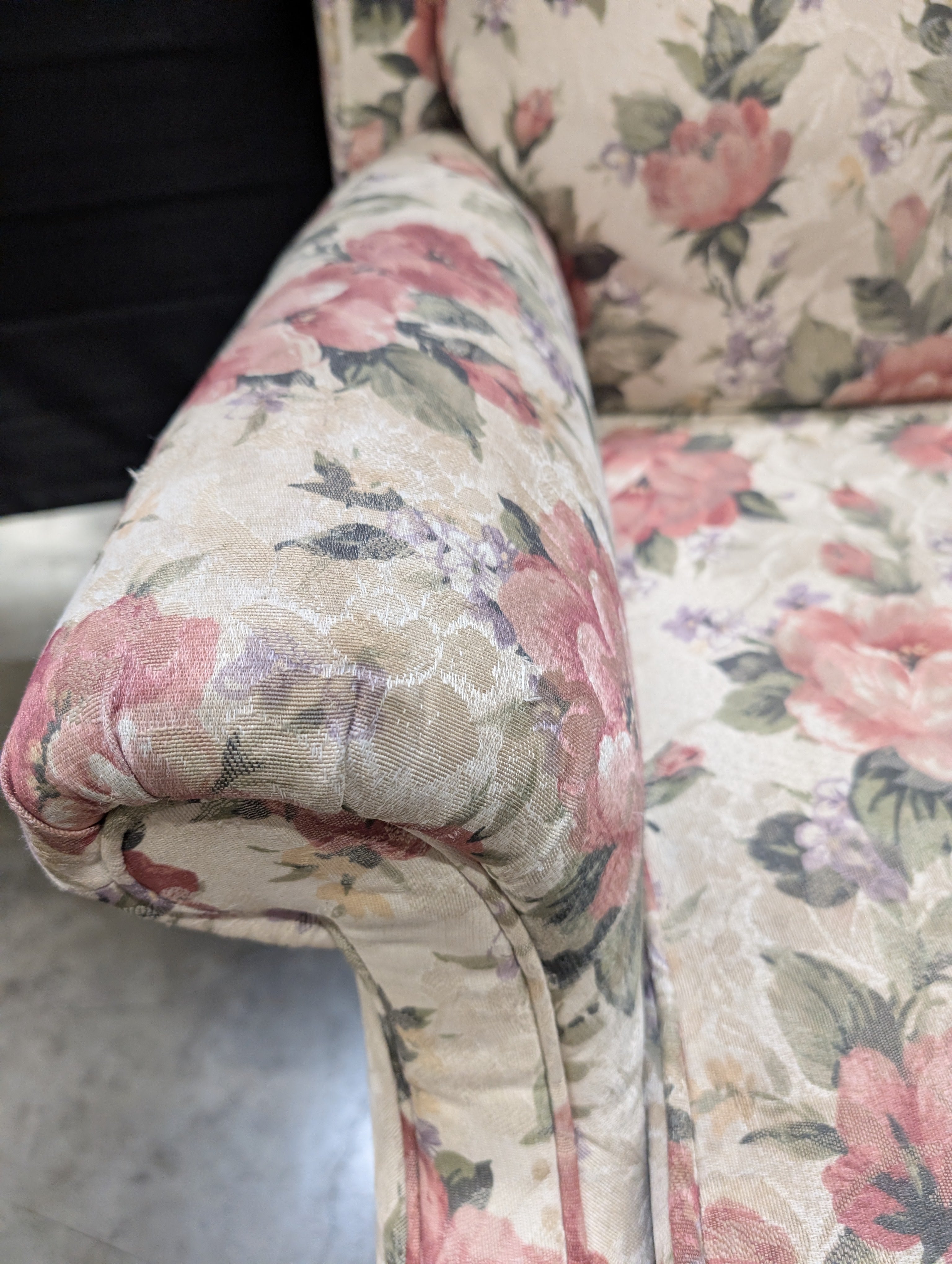 Traditional High-Back Floral Armchair