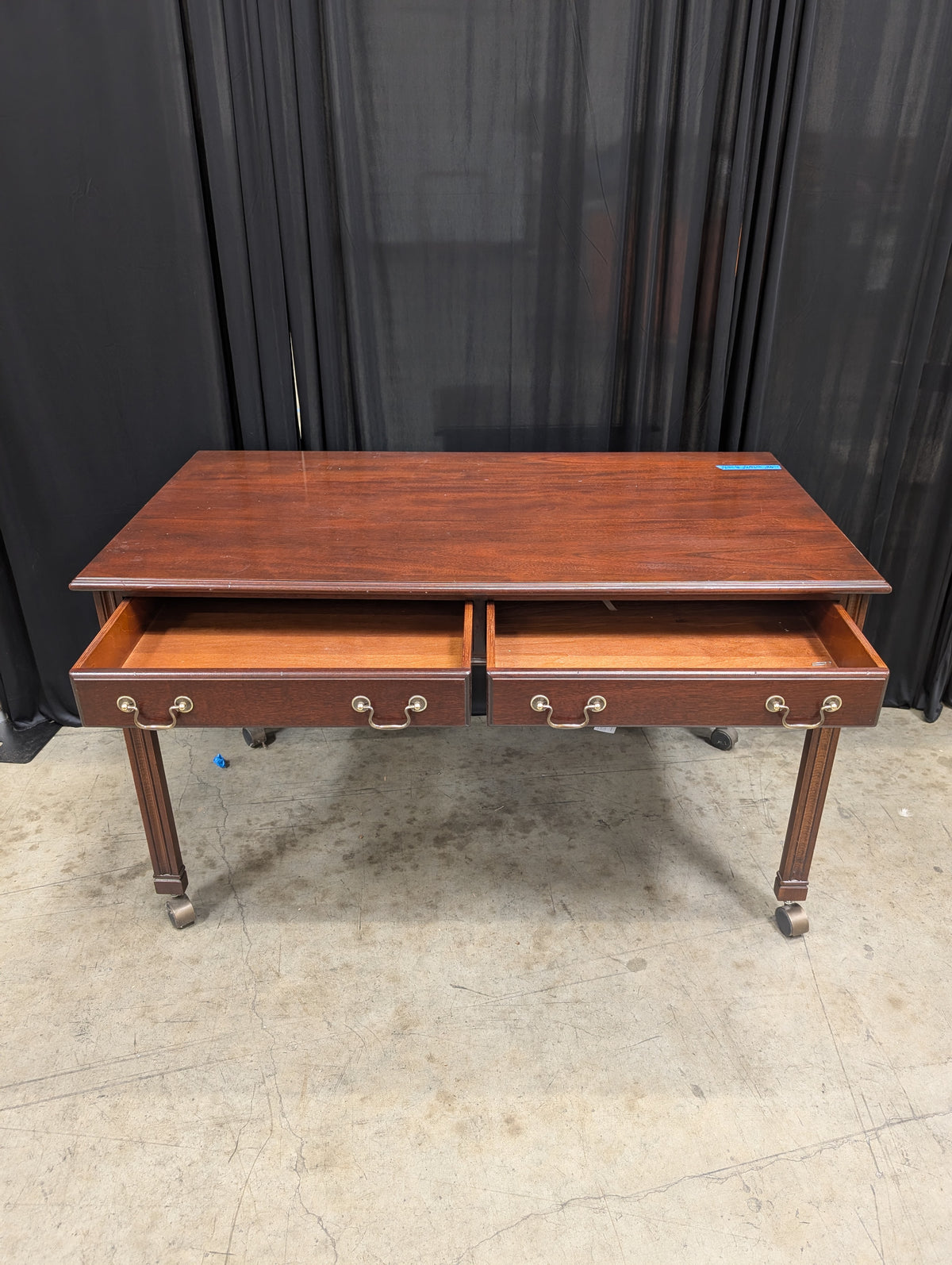 Traditional Dark Wood Desk with Casters