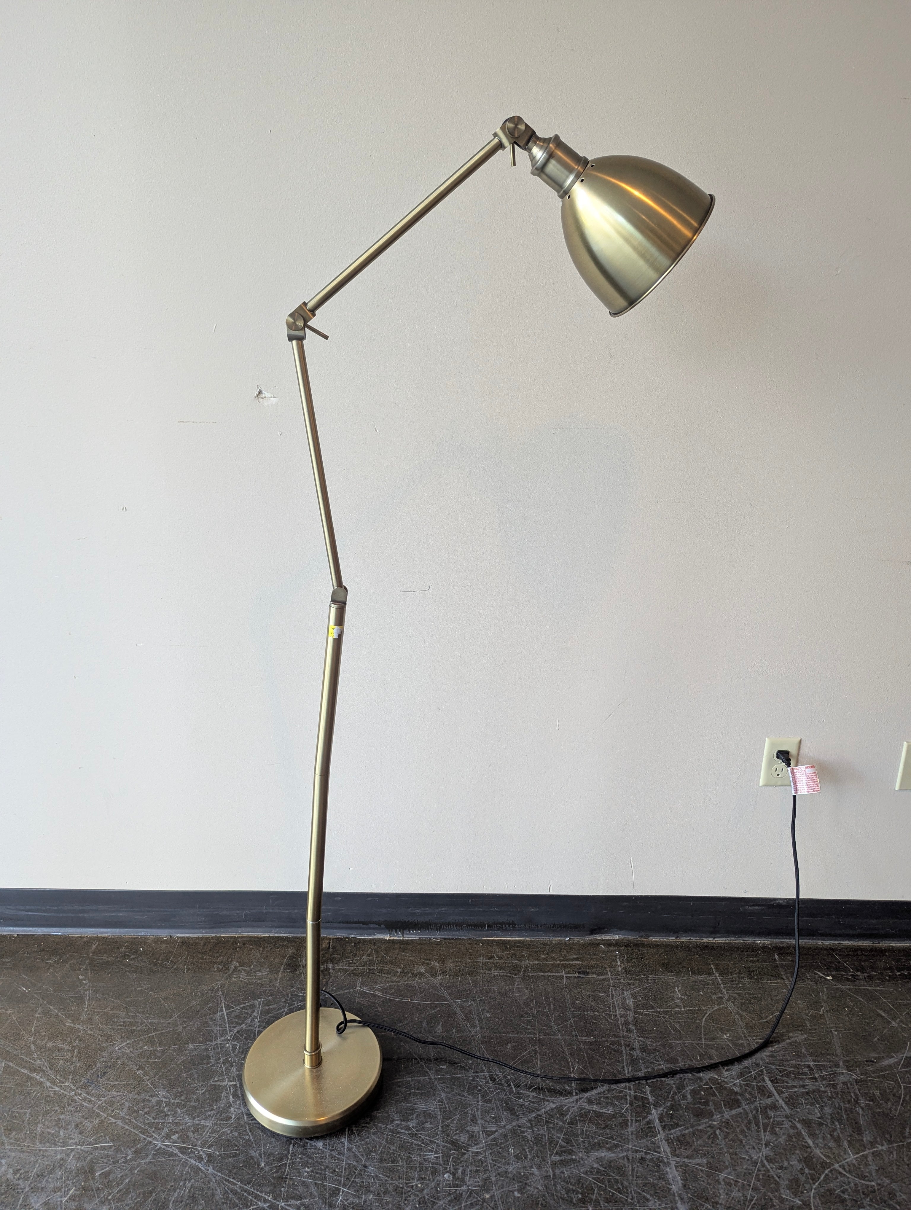 Brass Adjustable Metal Floor Lamp with Dome Shade