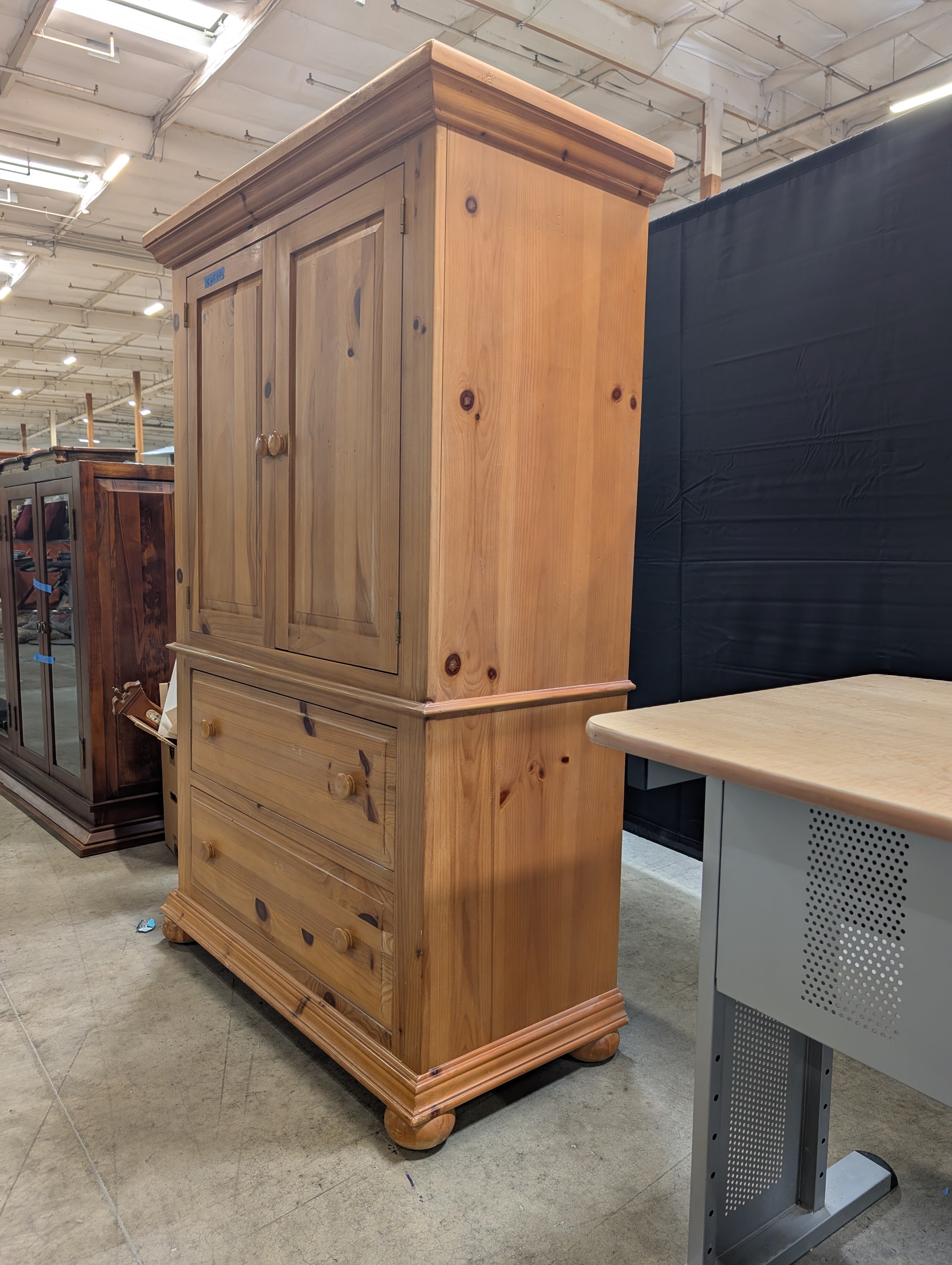 Rustic BROYHILL Pine Two-Door Armoire with Crown Molding