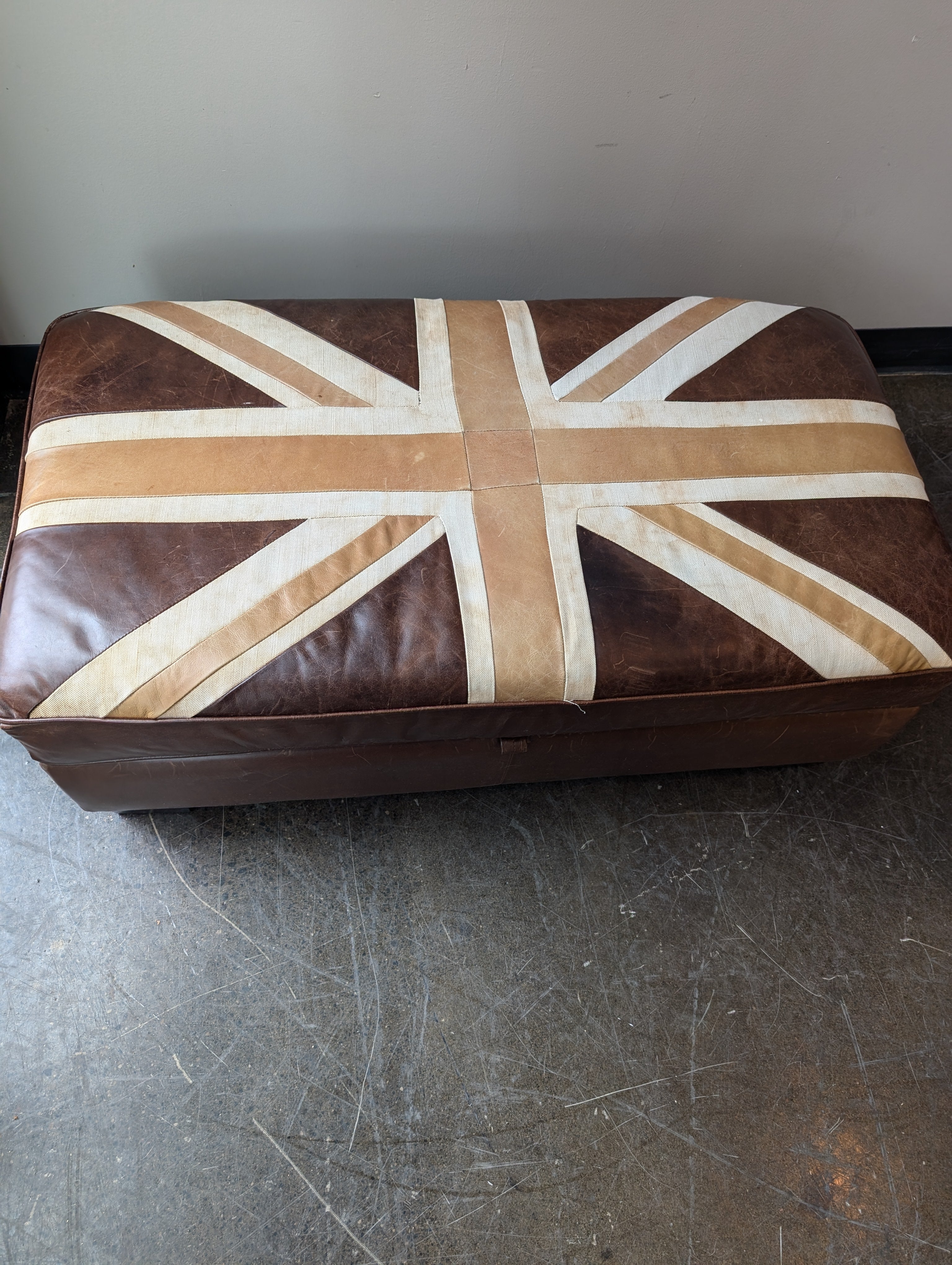 Distinctive Union Jack Leather Ottoman