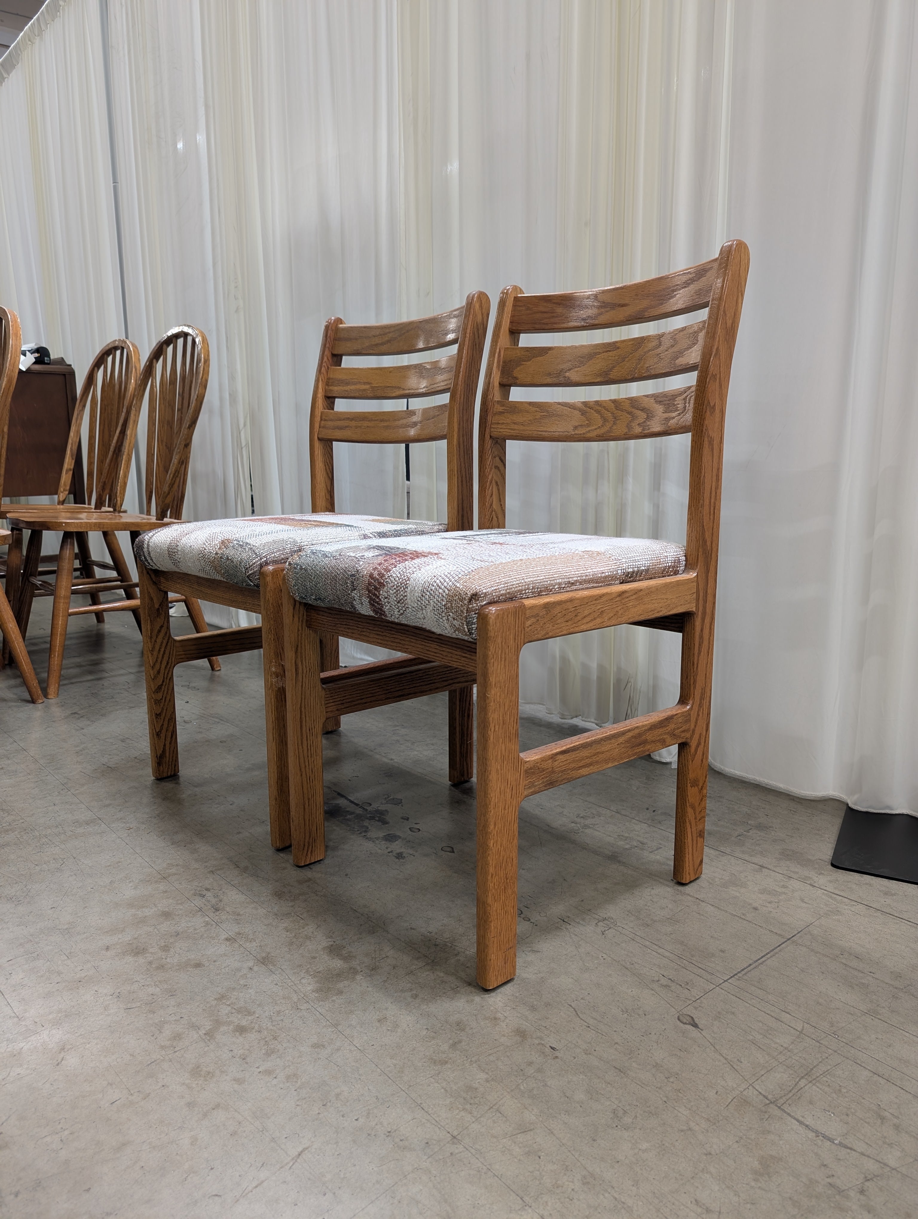 Oak Pedestal Pair of Dining Chairs