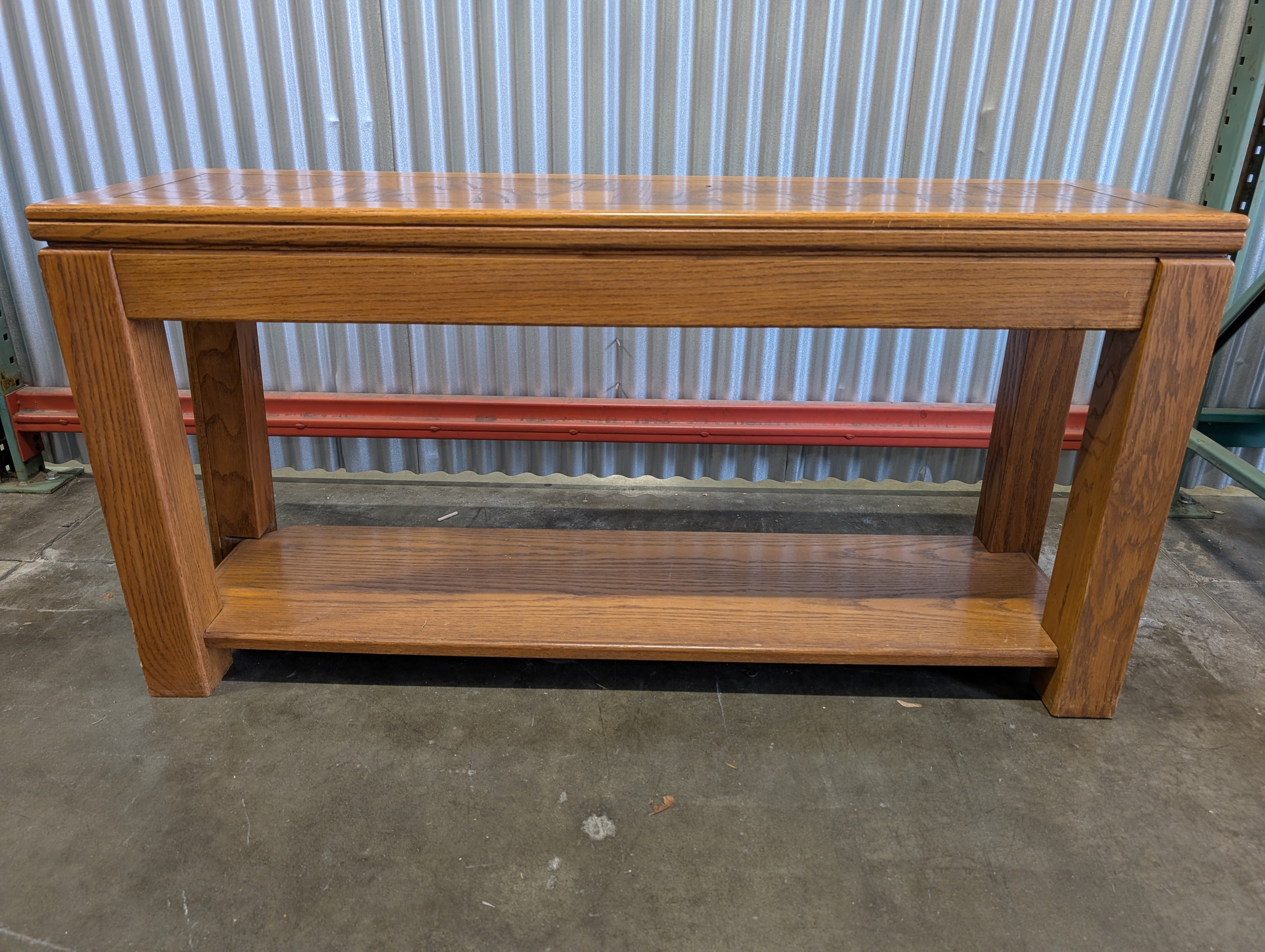 Rustic Oak Console Table with Inlaid Top