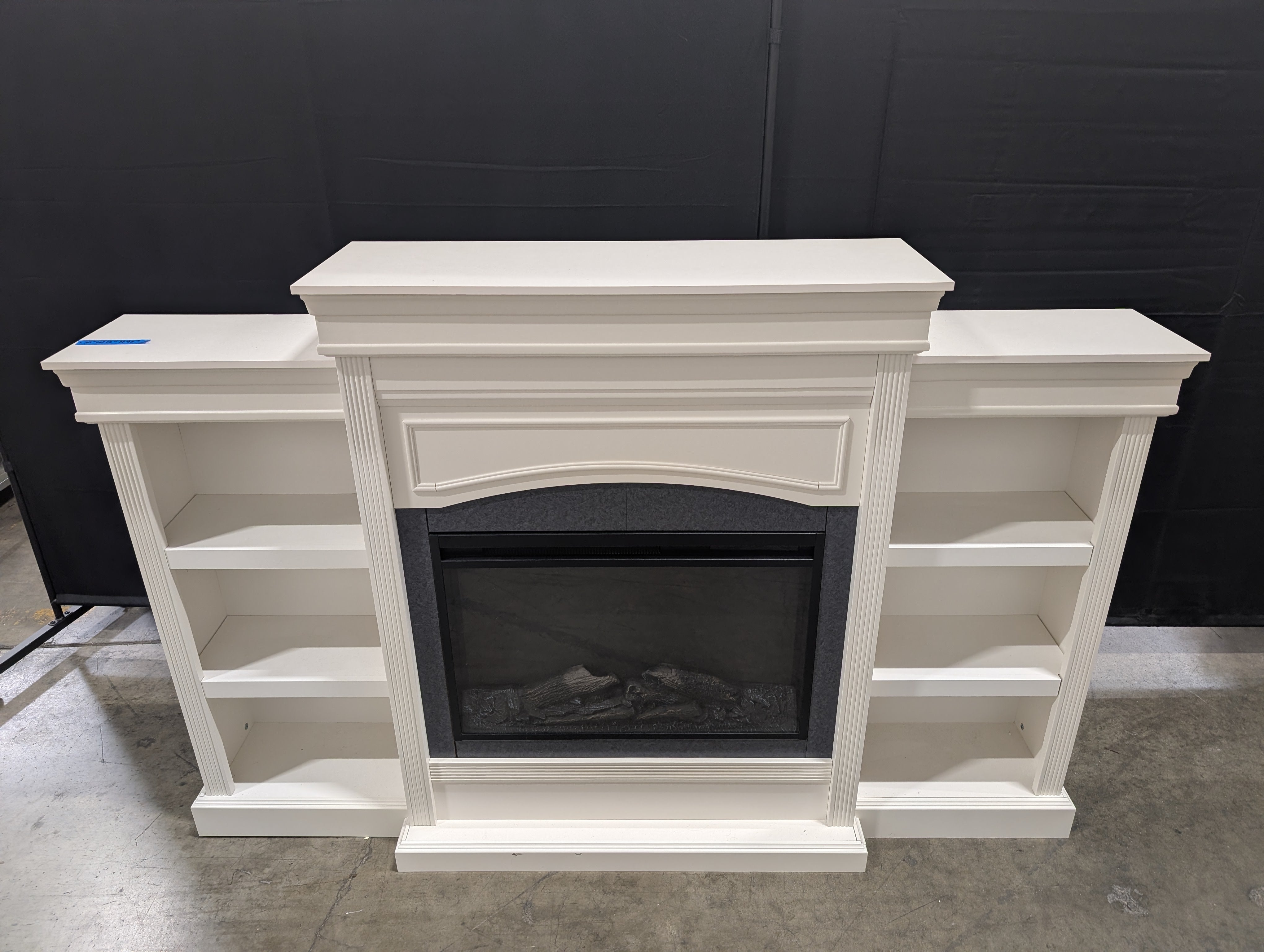 Atraflame White Electric Fireplace TV Stand with Side Shelves