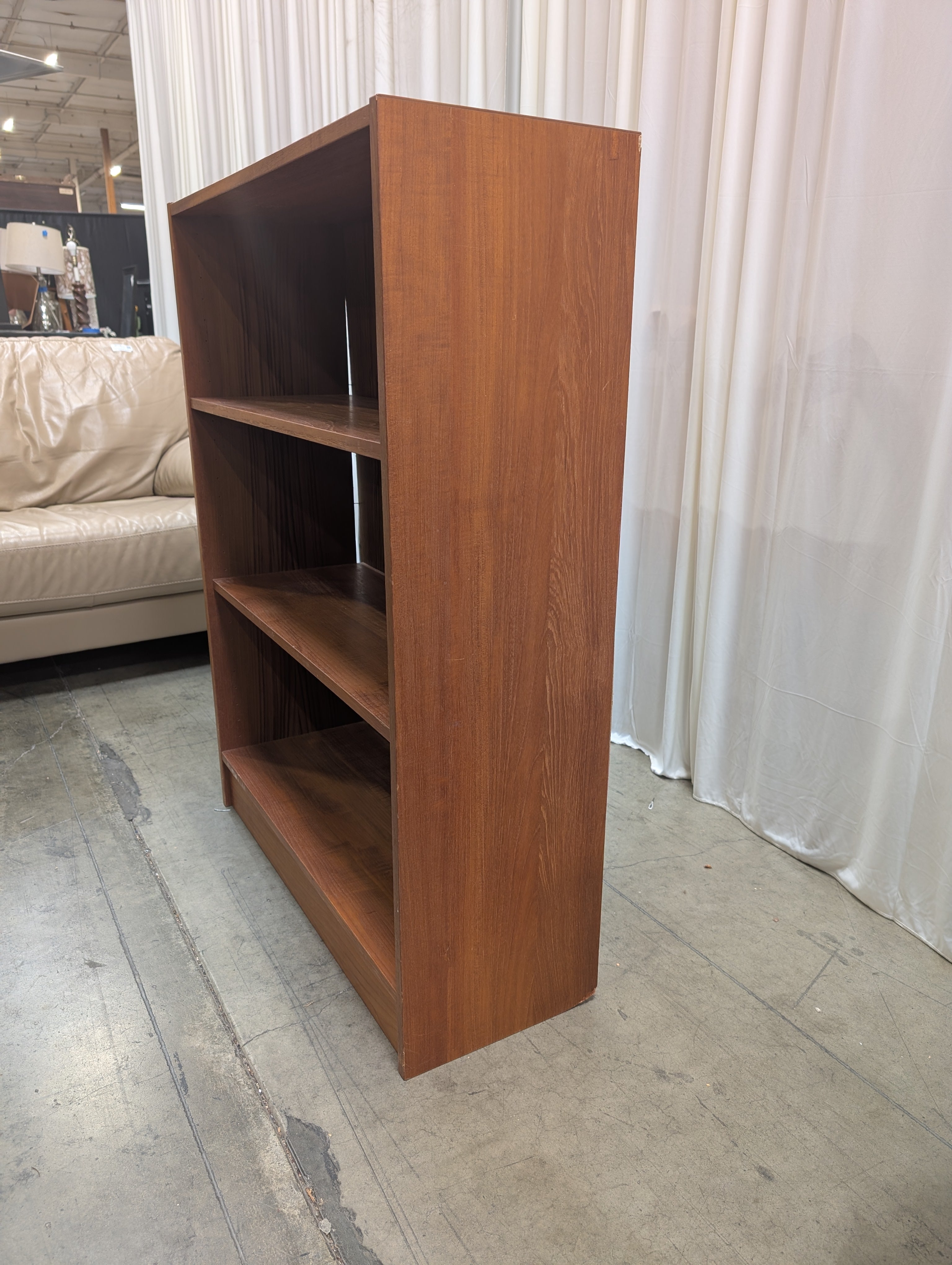 Vintage Warm Brown Four-Shelf Bookcase in Wood