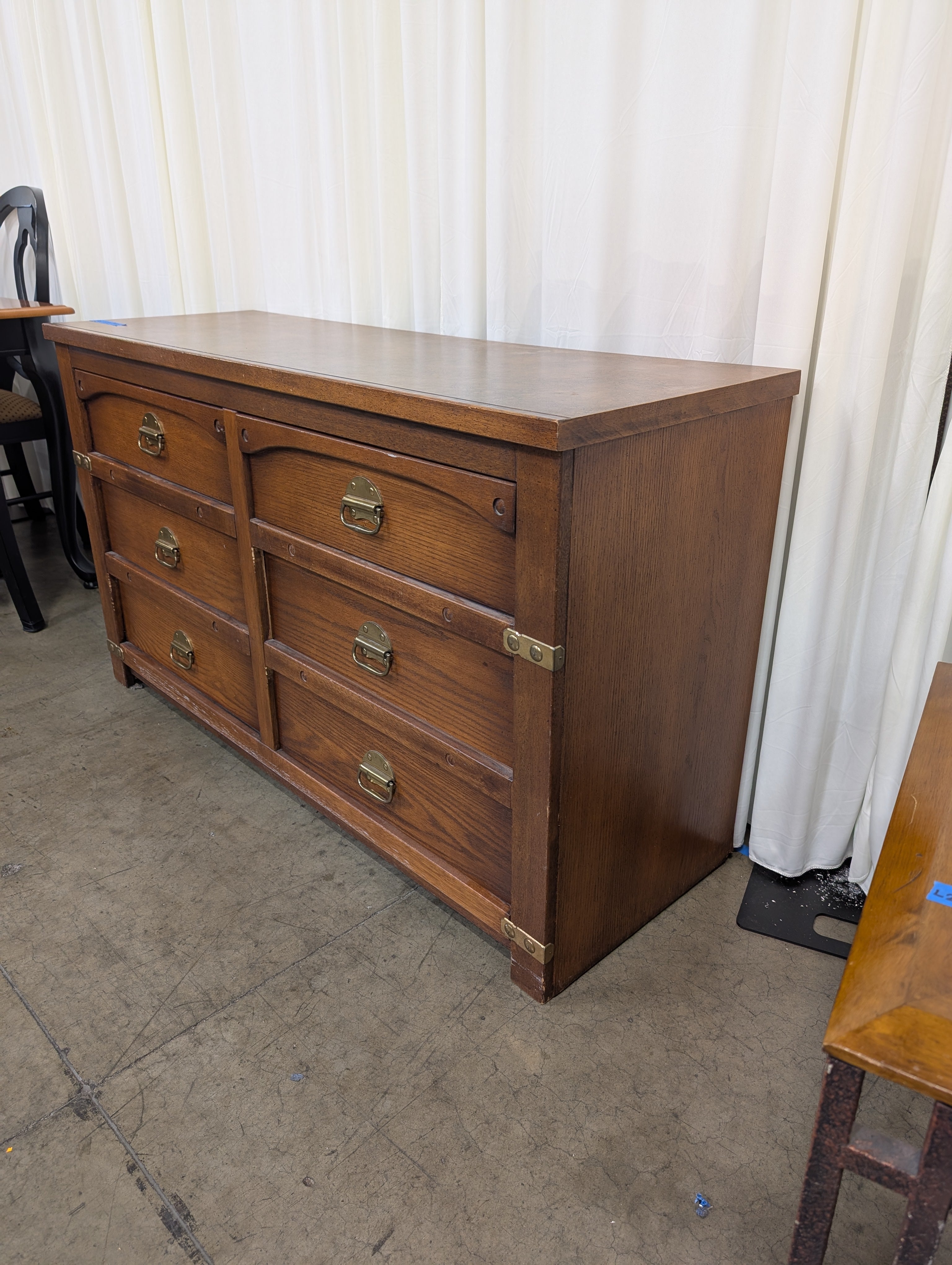 Windjammer Dark Wood Dresser with Brass Pulls