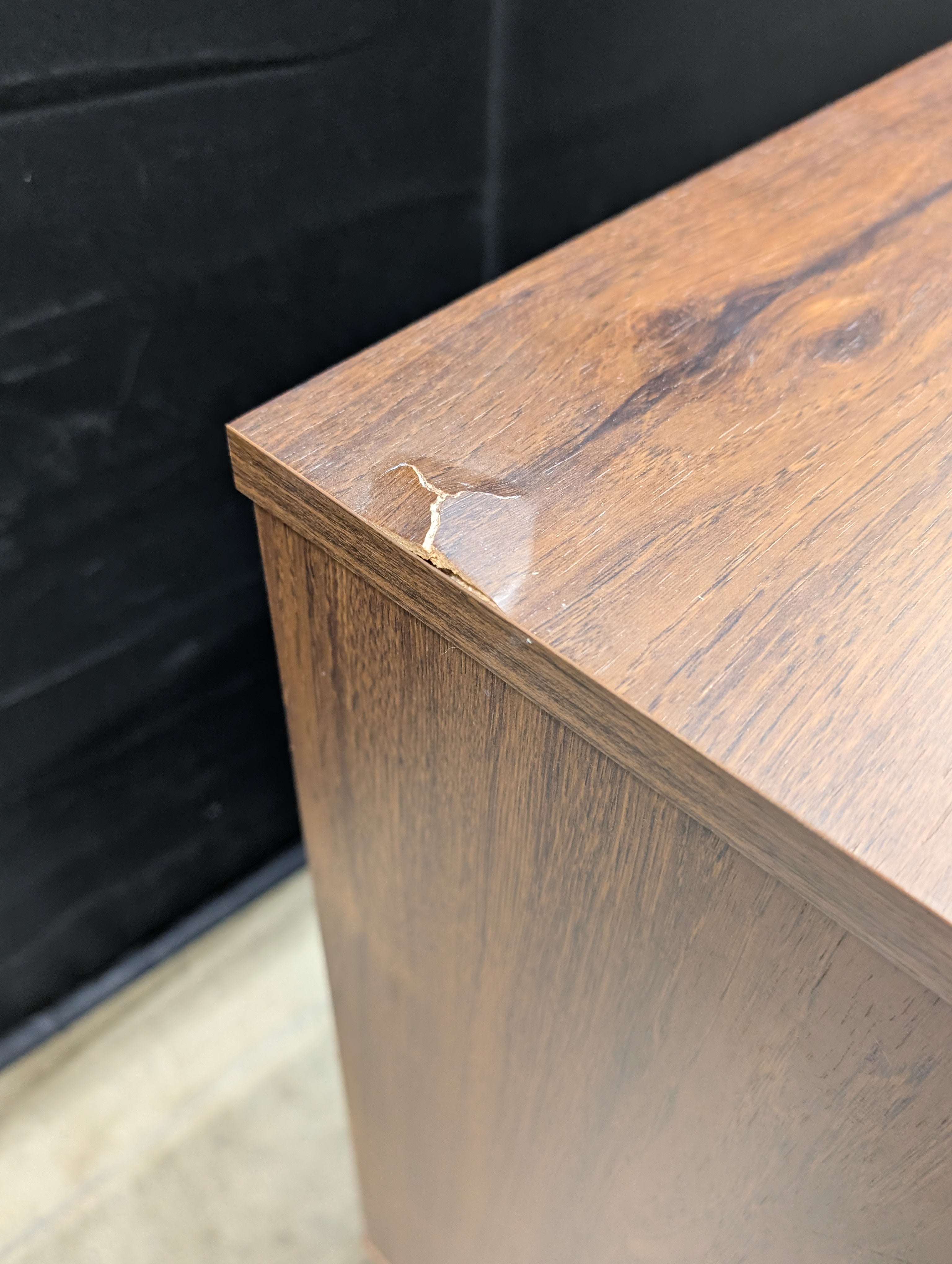Dark Wood Two-Tier Storage Side Table with Shelves