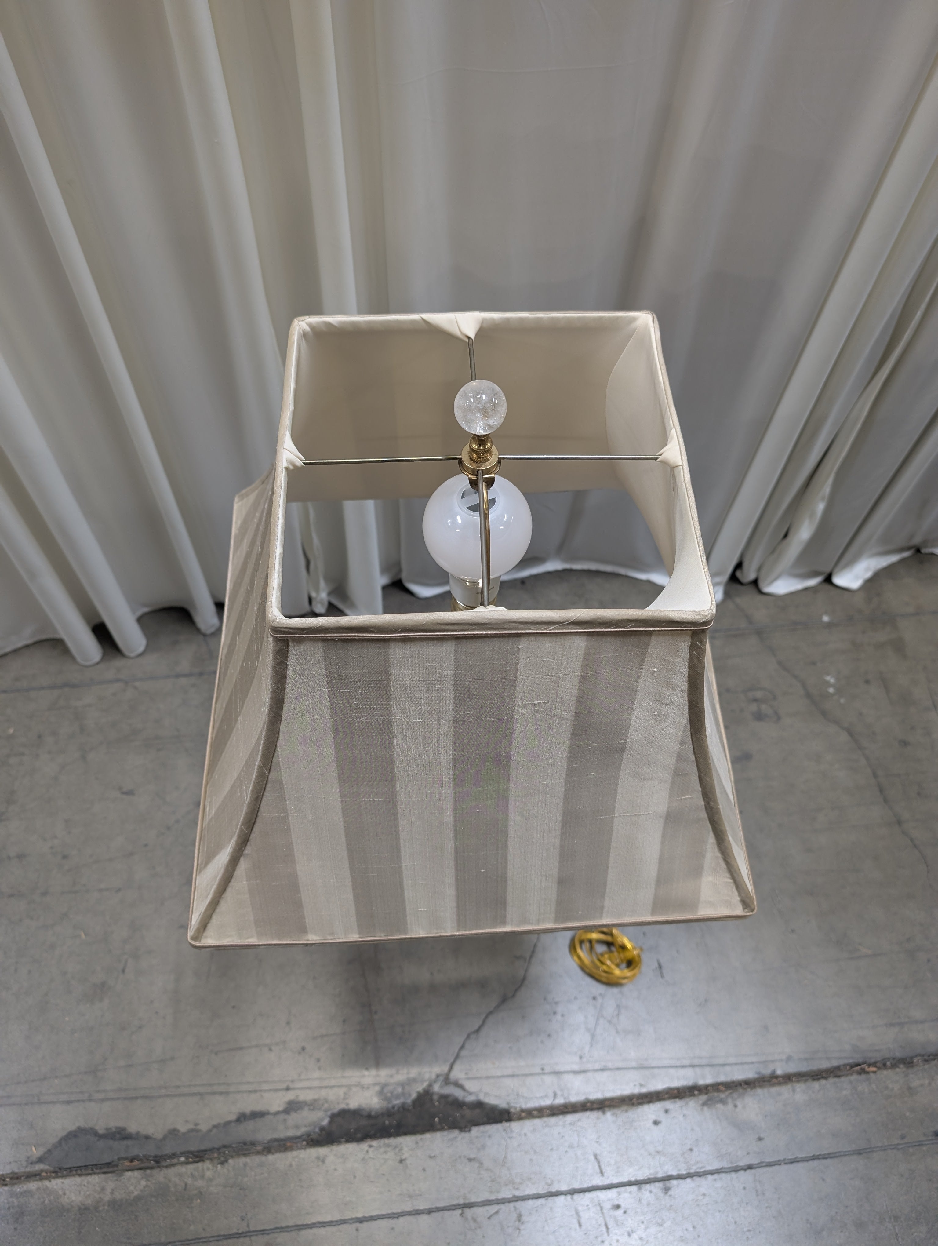 Clear Acrylic Column Table Lamp with Striped Shade