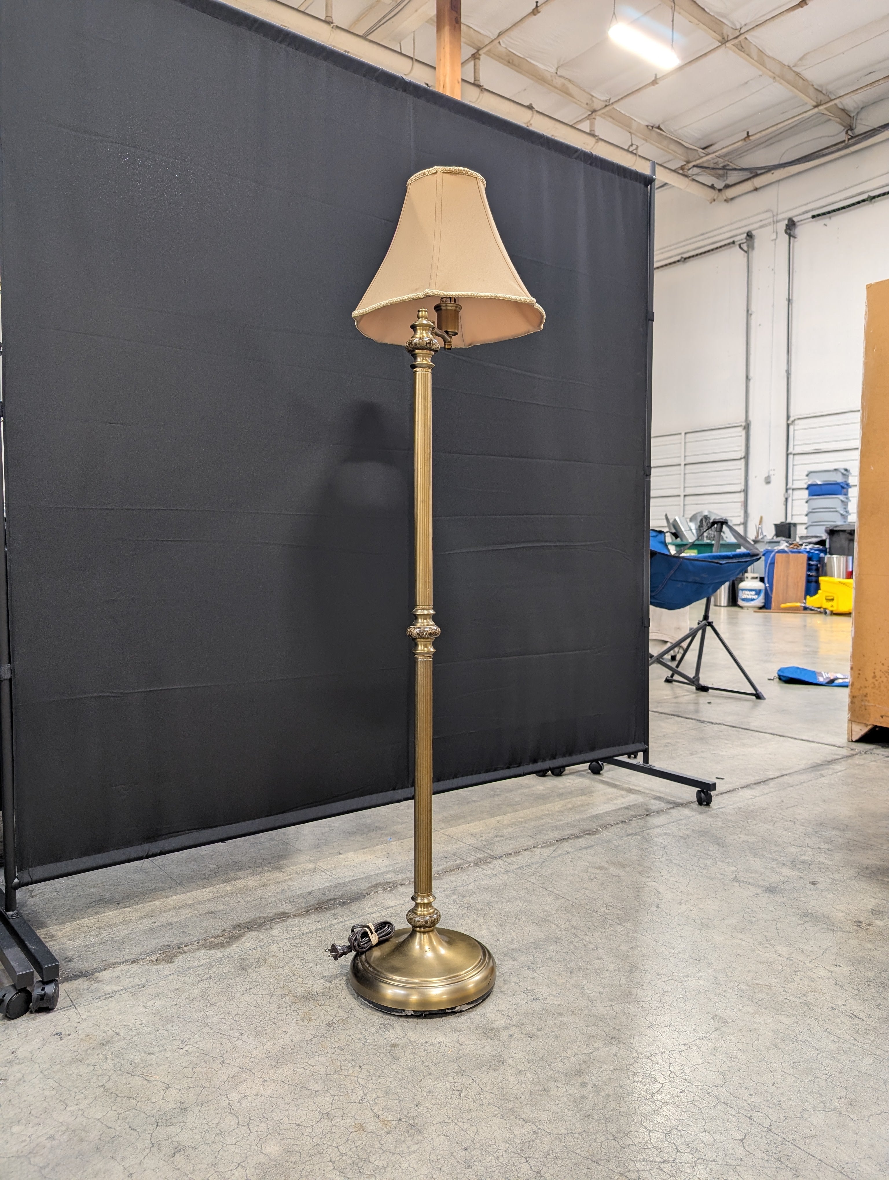 Traditional Brass Tone Swing Arm Floor Lamp