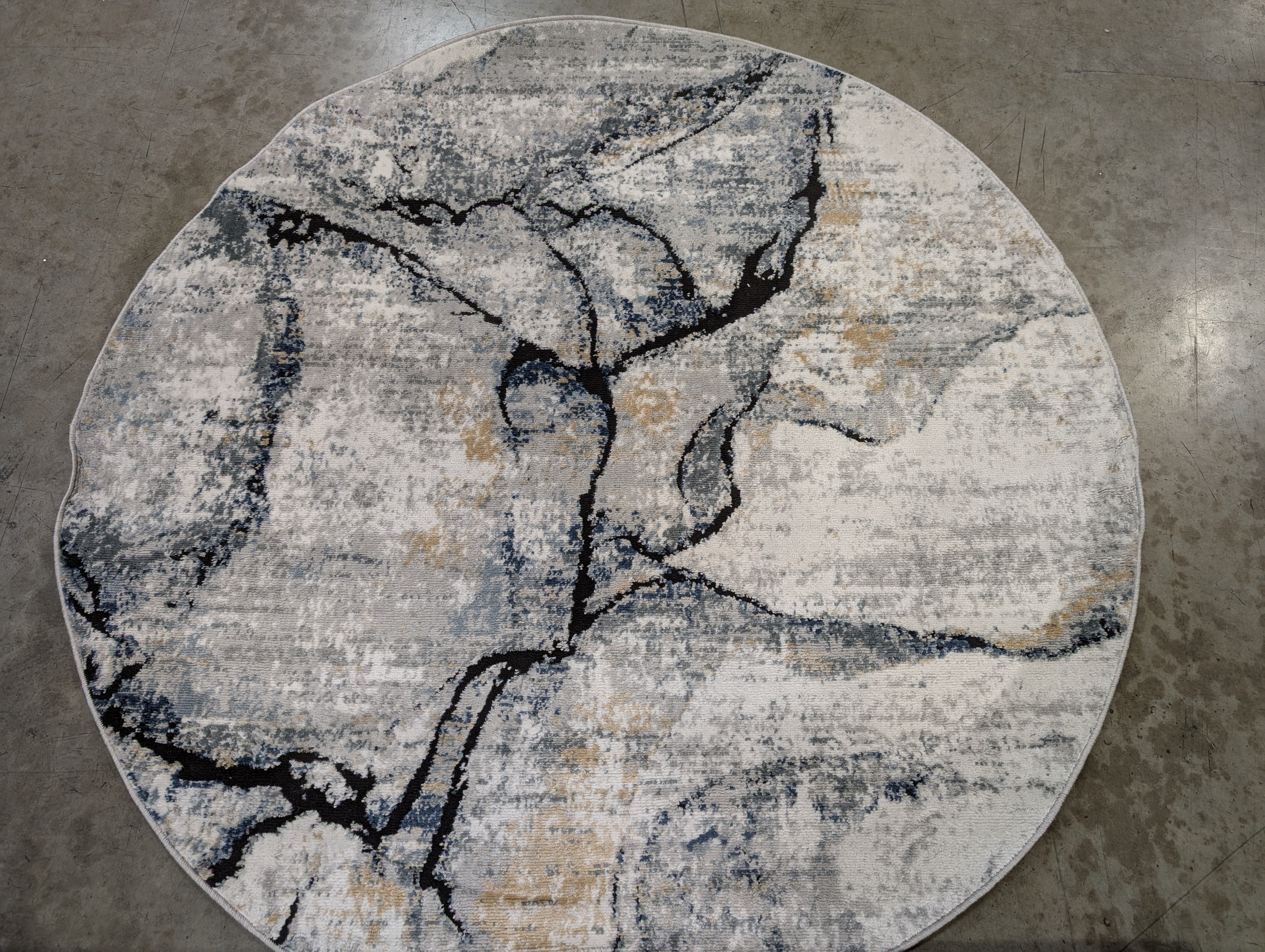 Modern Abstract Half-Moon Area Rug in Grey Tones