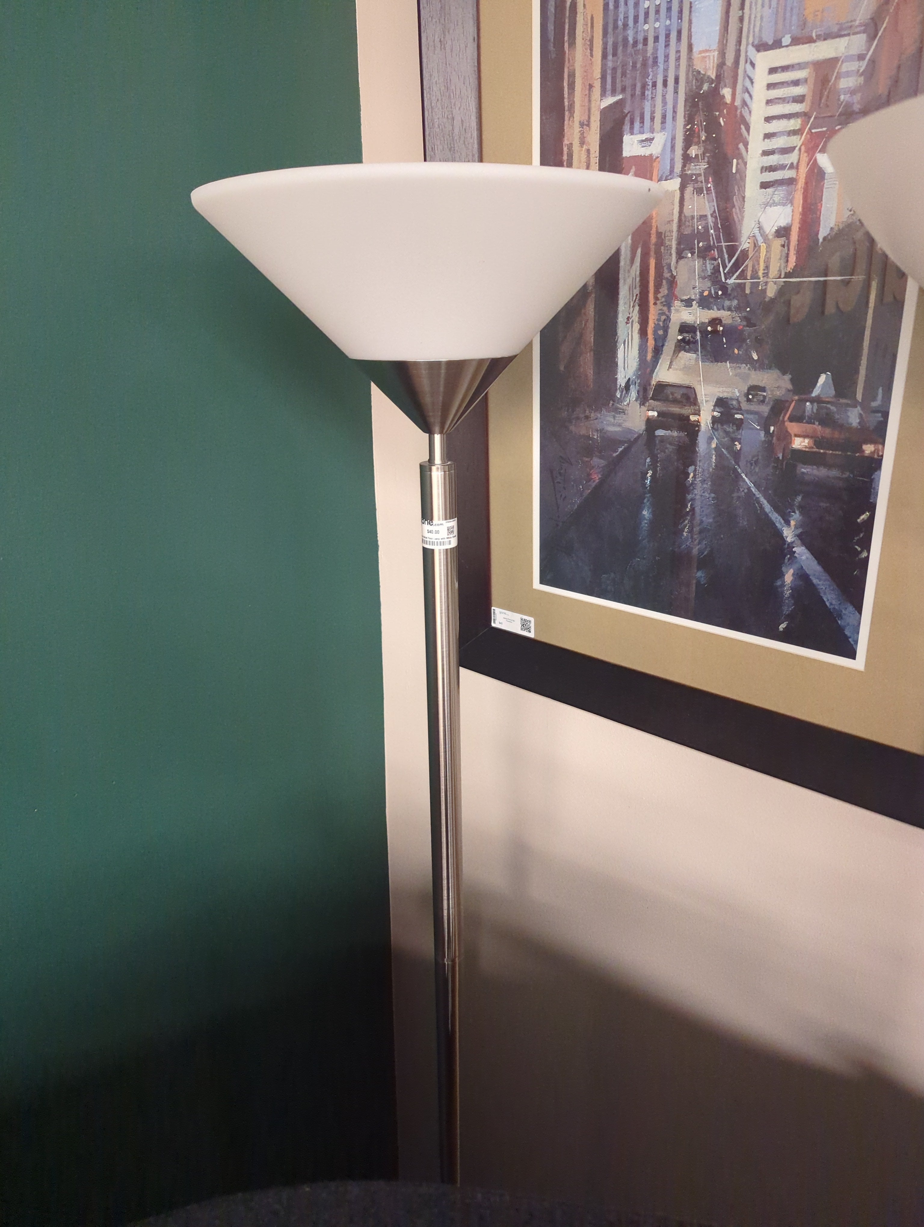 Modern Metal Floor Lamp with White Shade