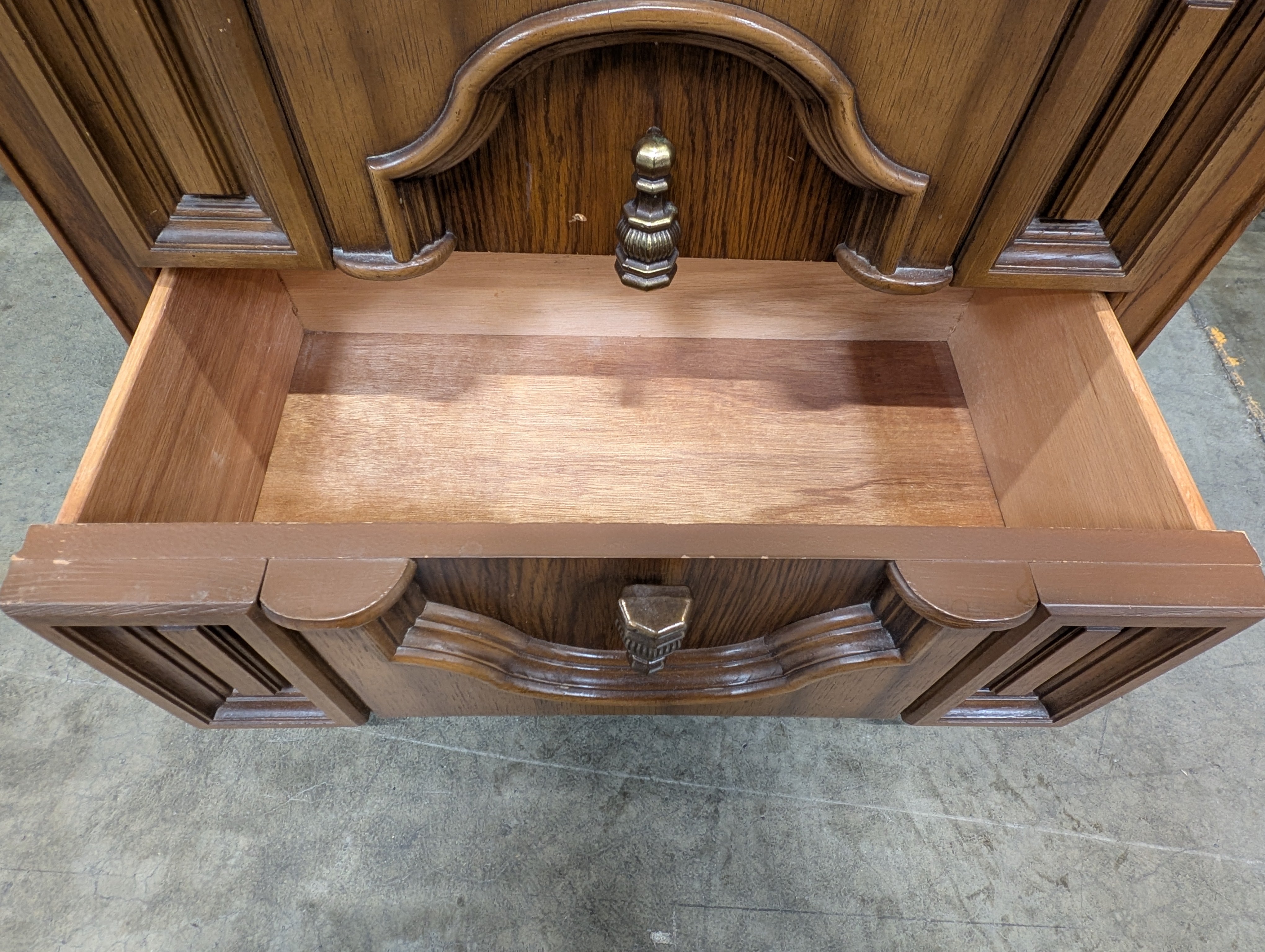 Vintage Style Dark Wood Two Drawer Nightstand