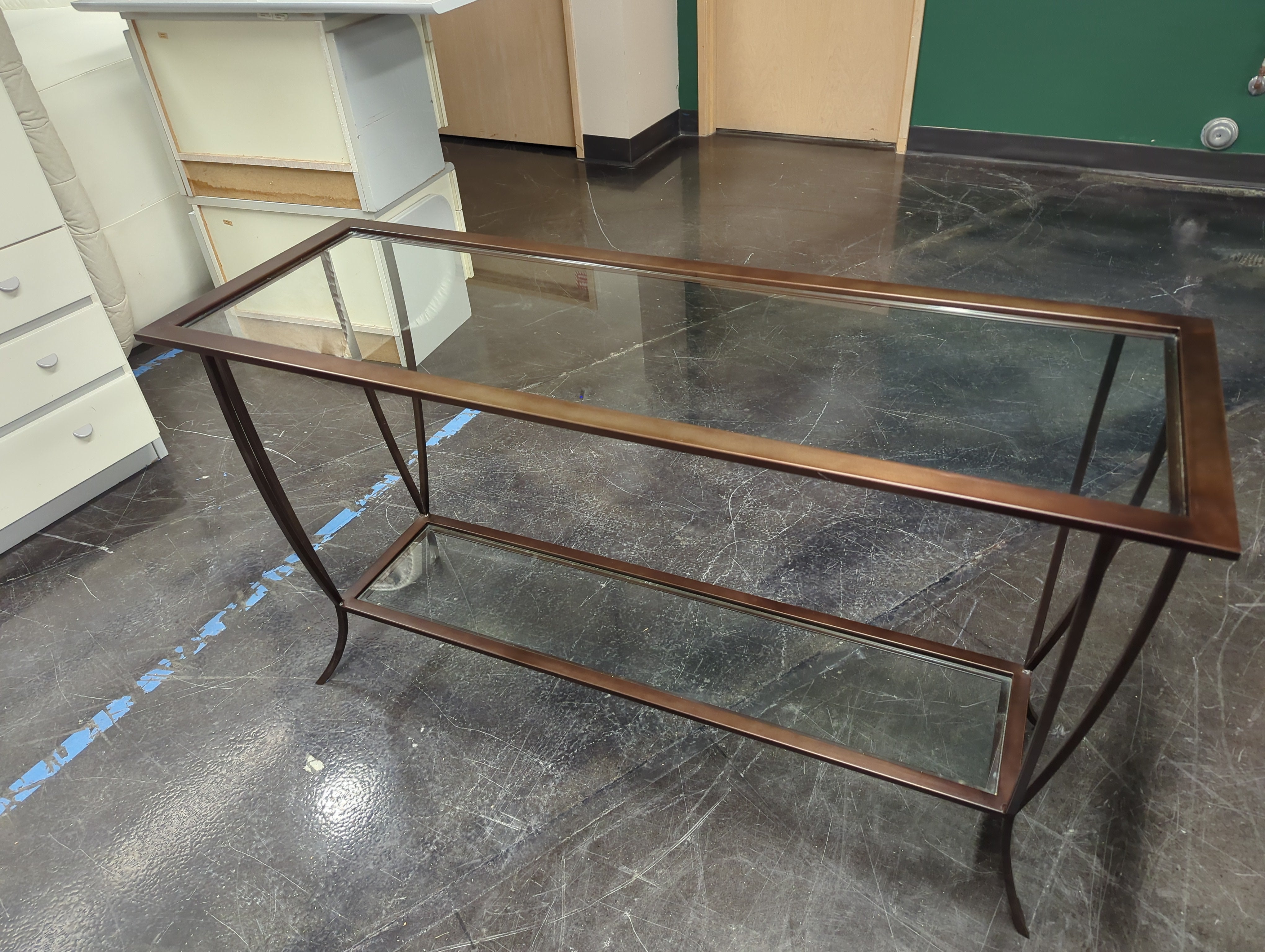 Sleek Glass-Top Console Table with Metal Frame