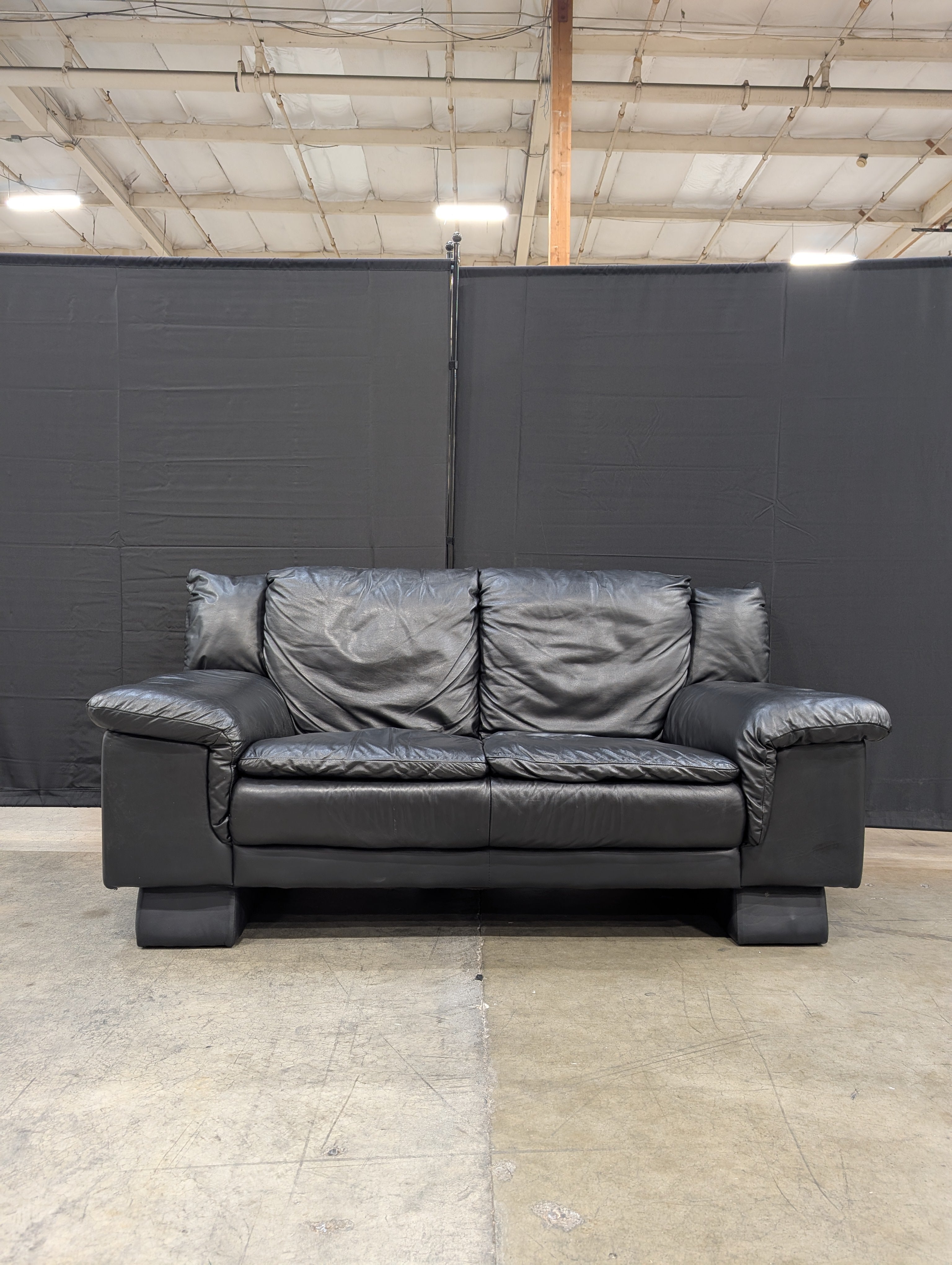 Black Faux Leather Loveseat