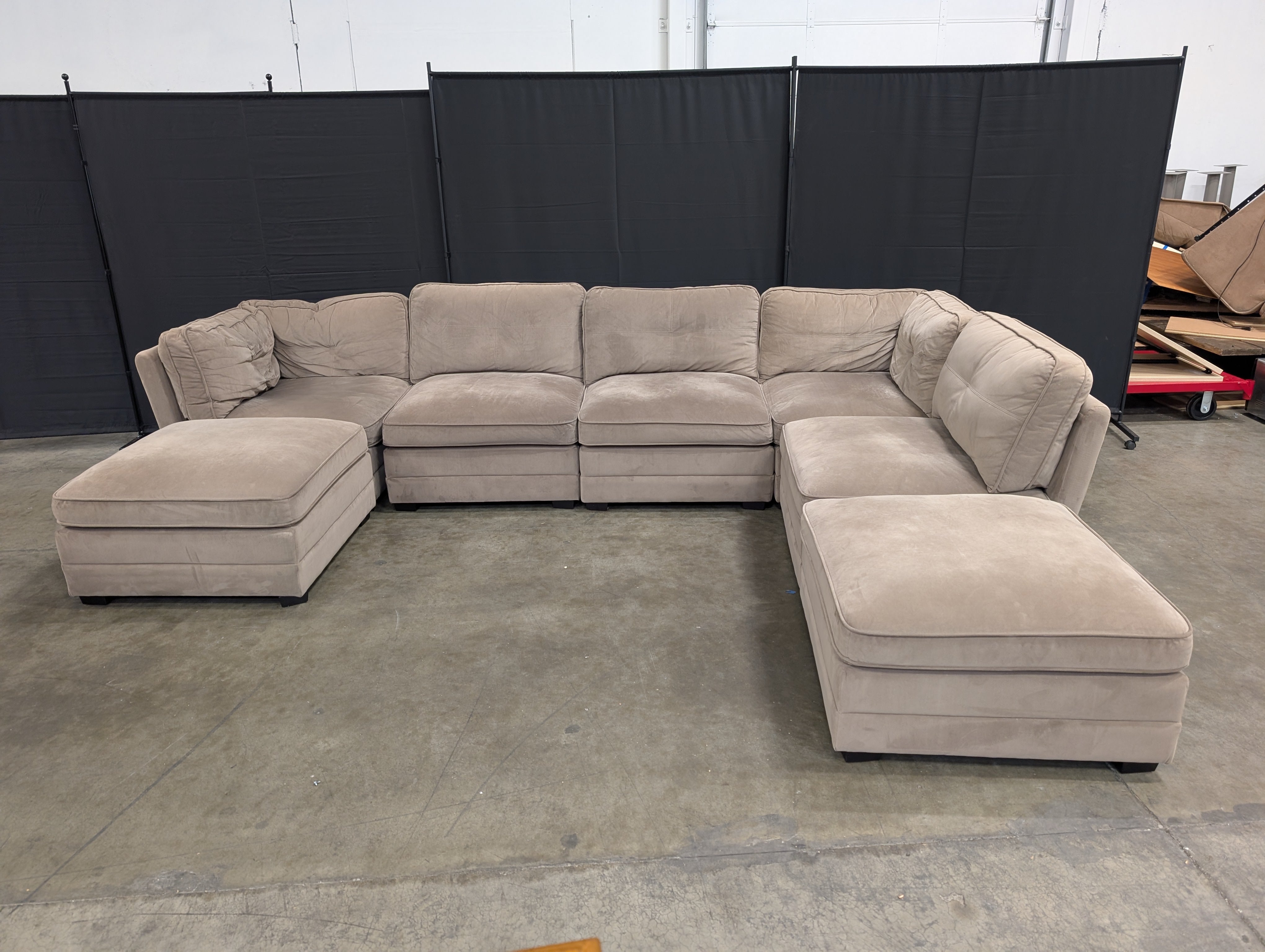Modular Taupe Fabric Sectional Couch