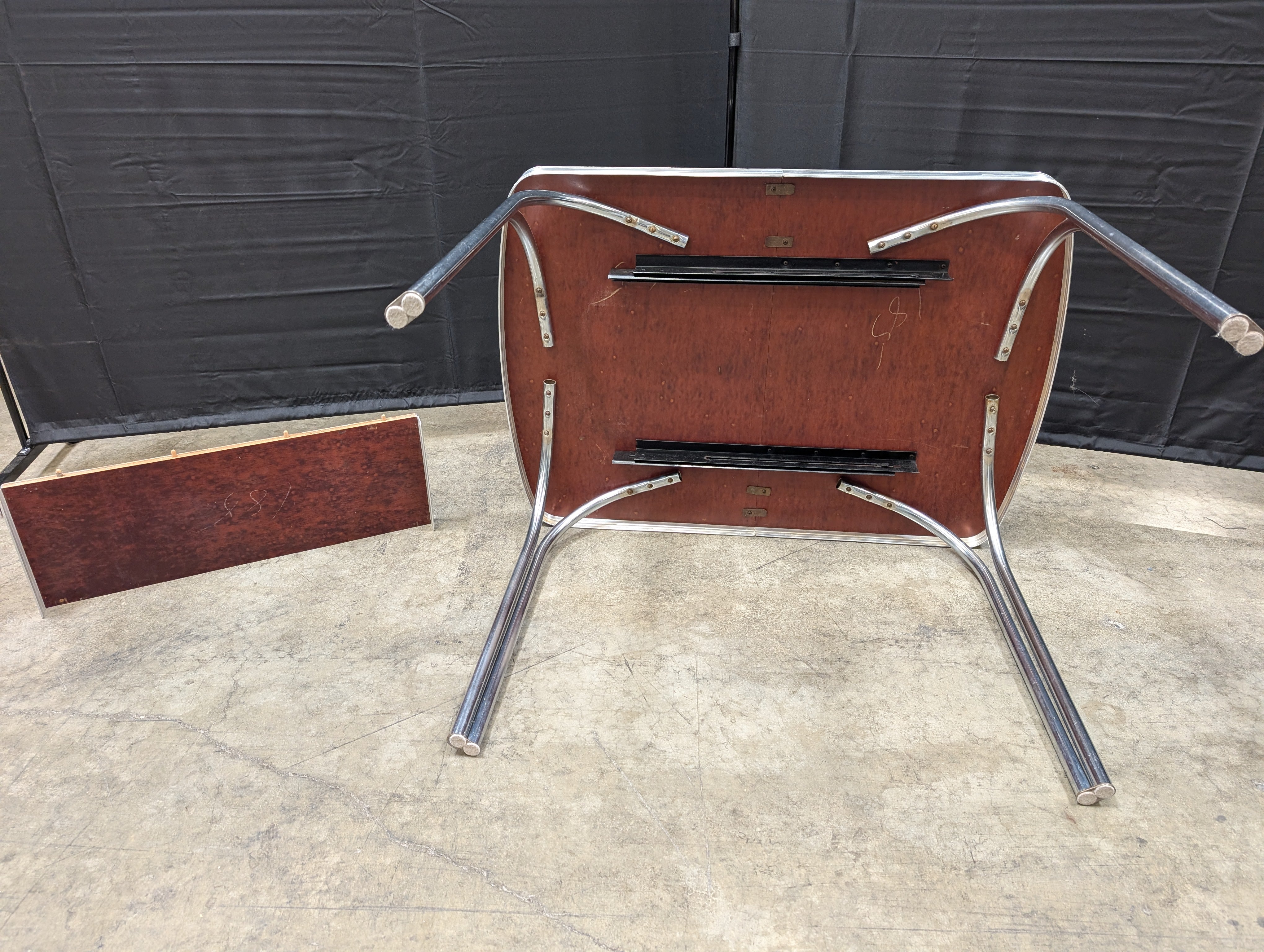 Vintage Mid-Century Yellow Laminate Extendable Kitchen Table with Chrome Legs