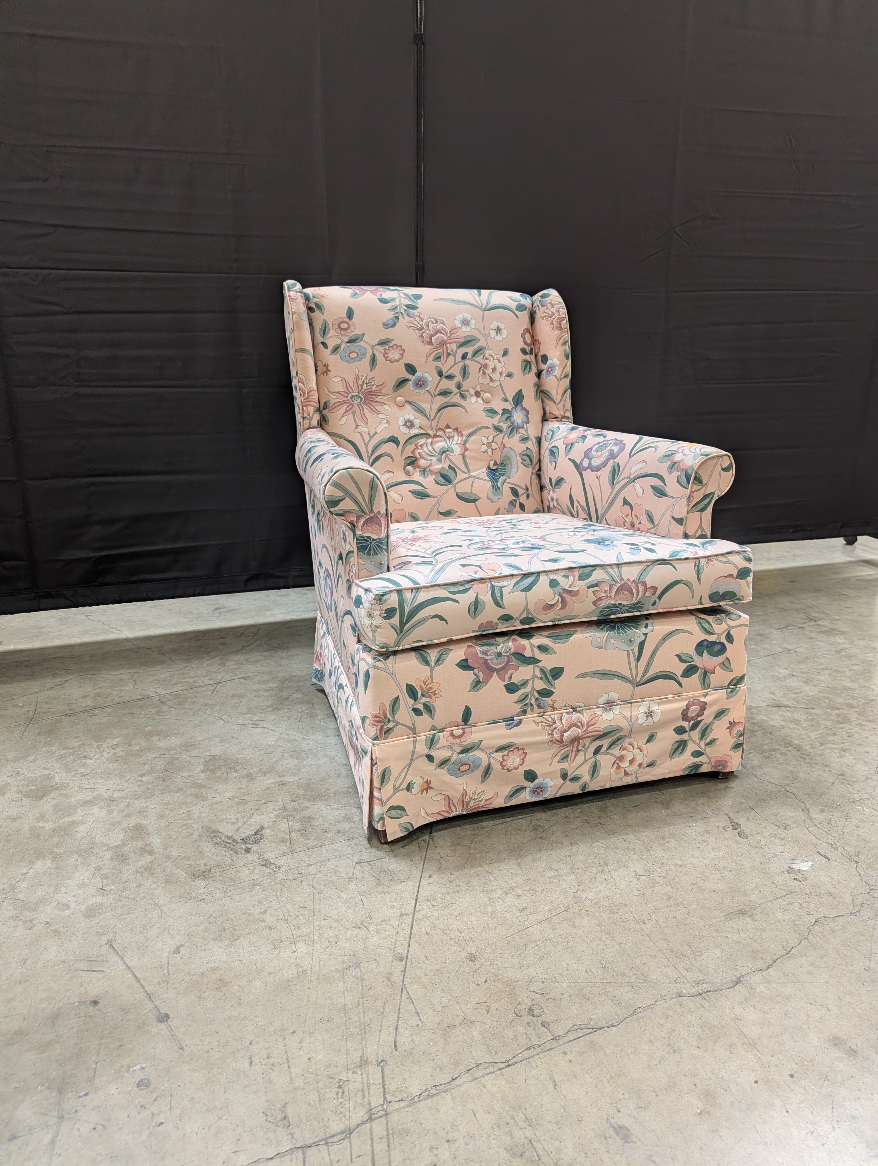 Floral Botanical Upholstered Wingback Armchair