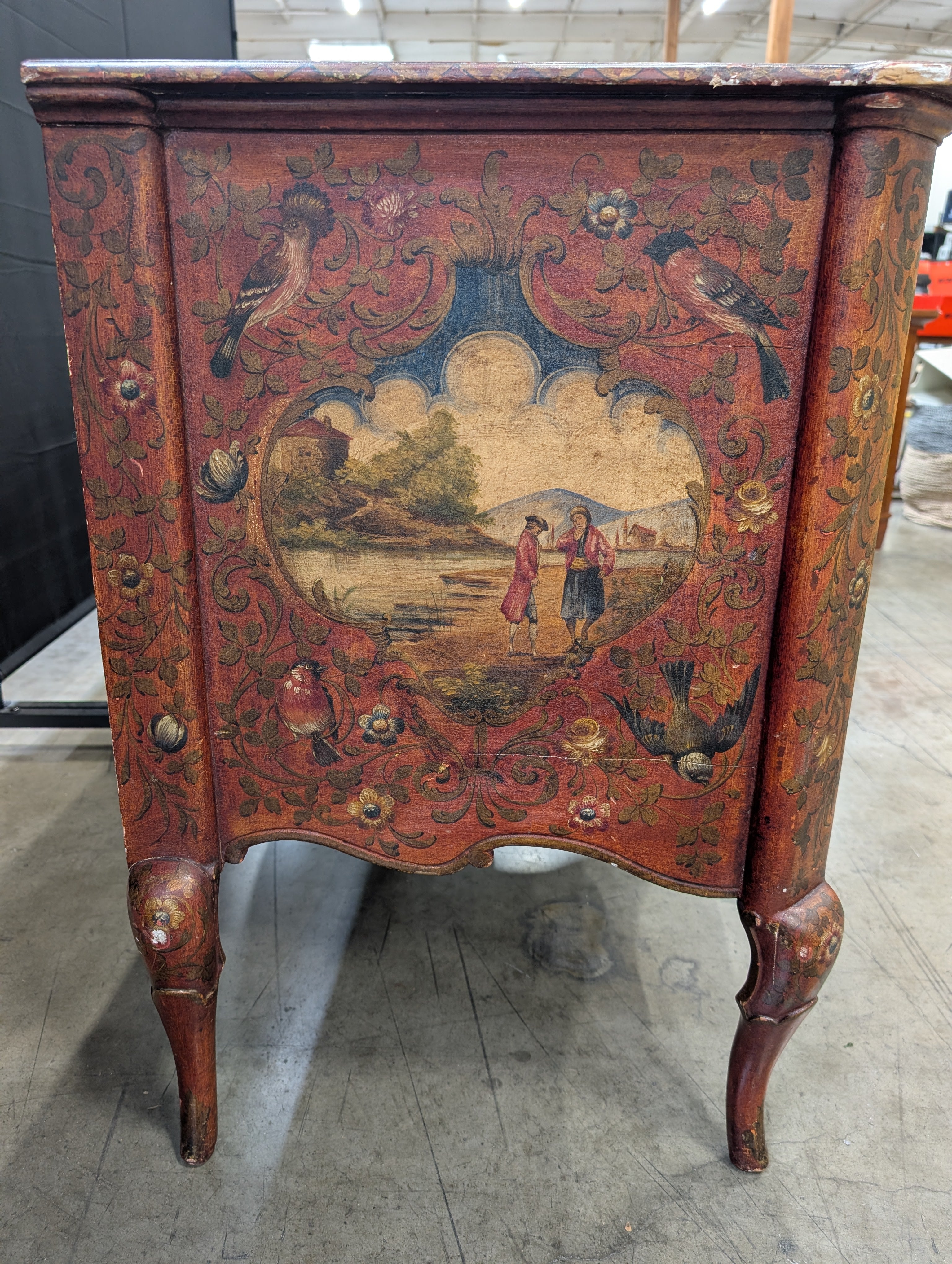 Decorative Hand-Painted Wooden Three-Drawer Commode