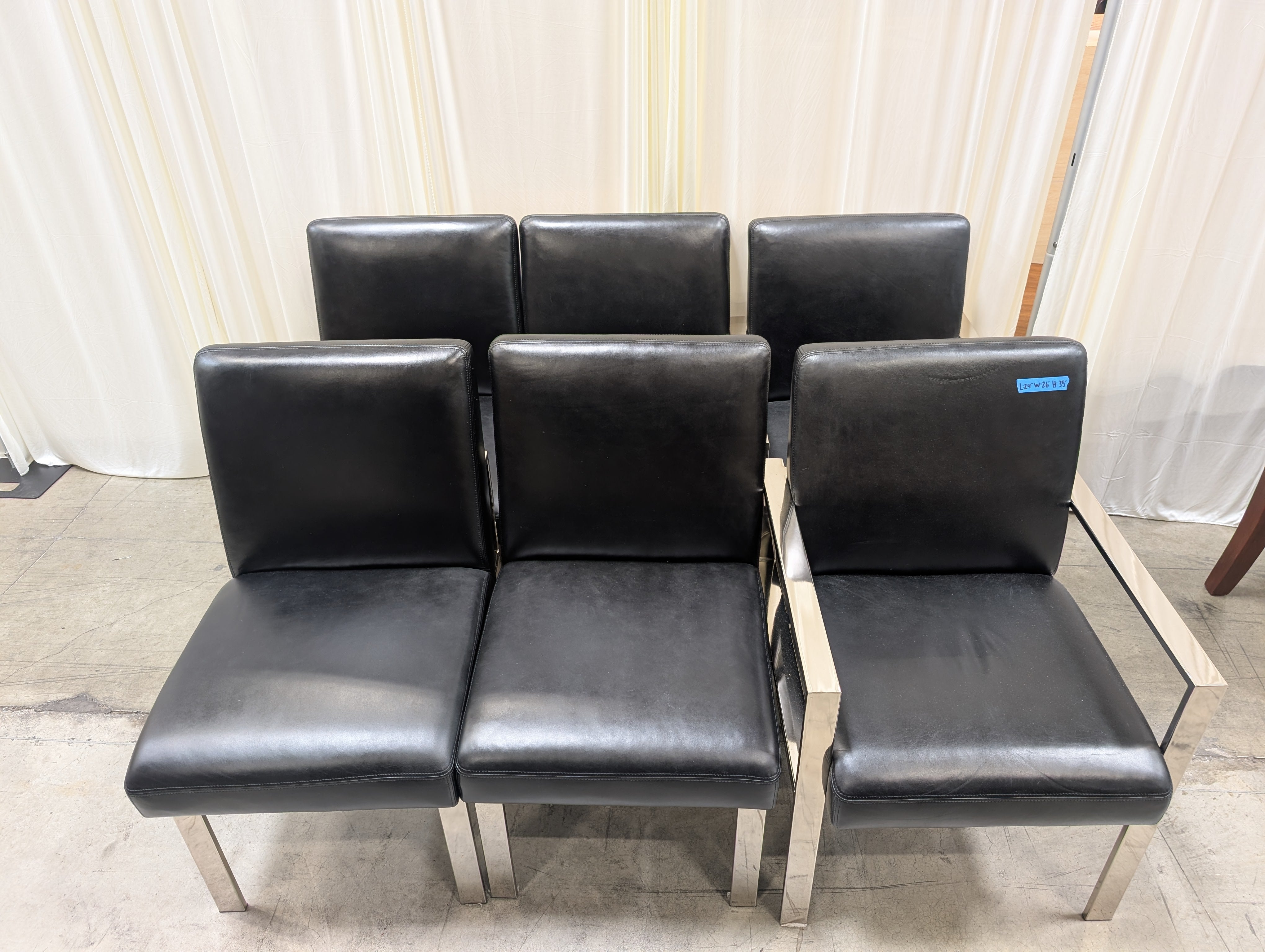 Set of Six Black Dining Chair in Faux Leather