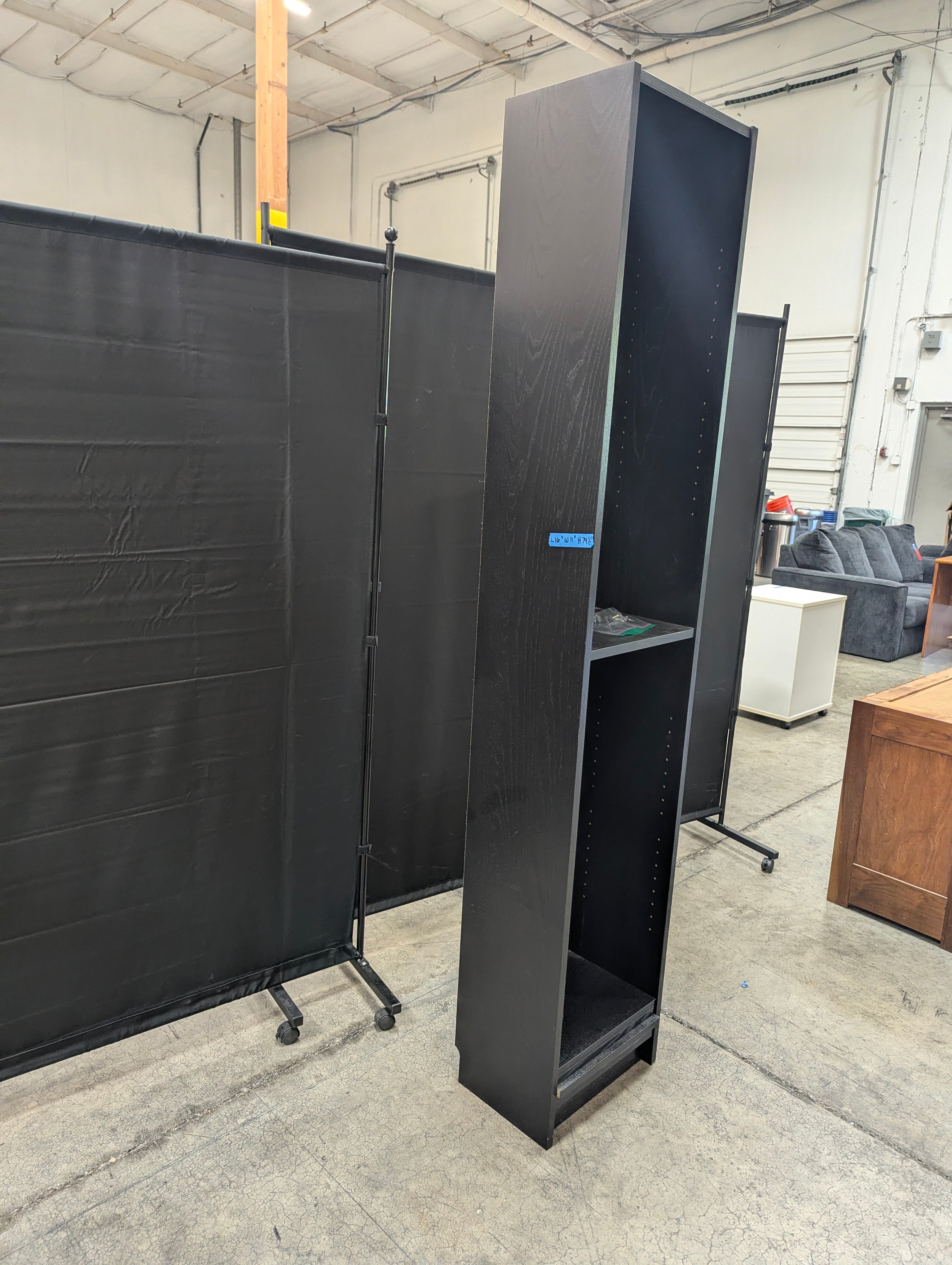 Slim Black Storage Tower with six shelves