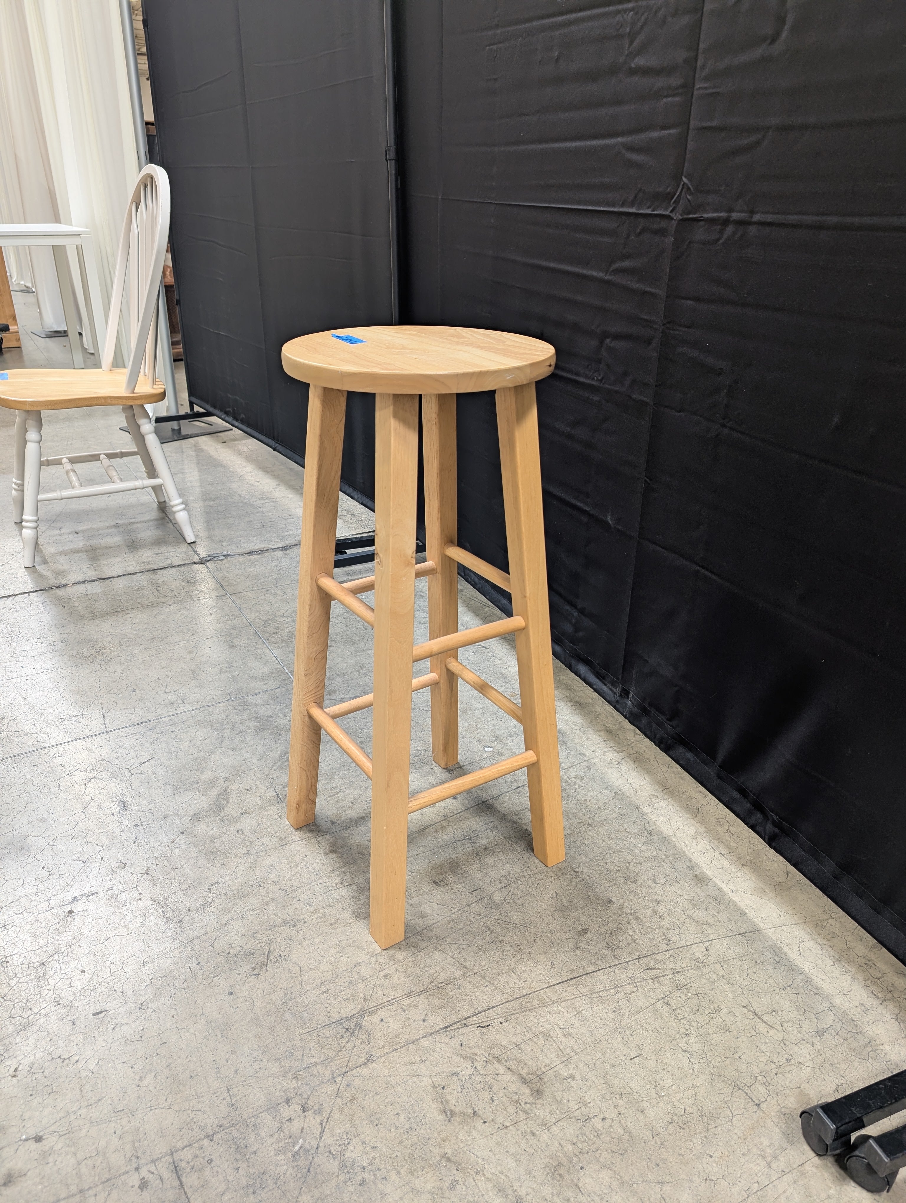Natural Light Wood Round Top Bar Stool