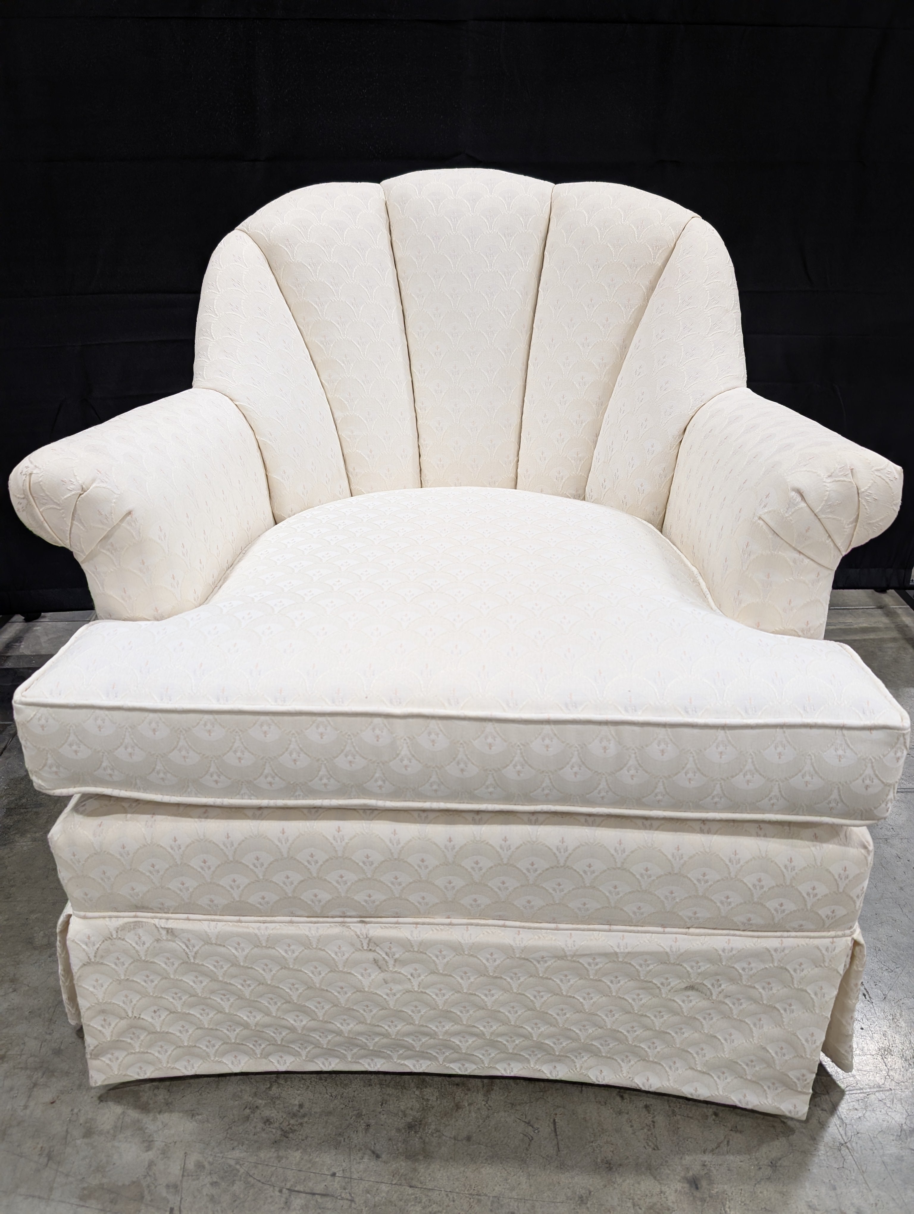 Cream Upholstered Club Chair with Subtle Pattern