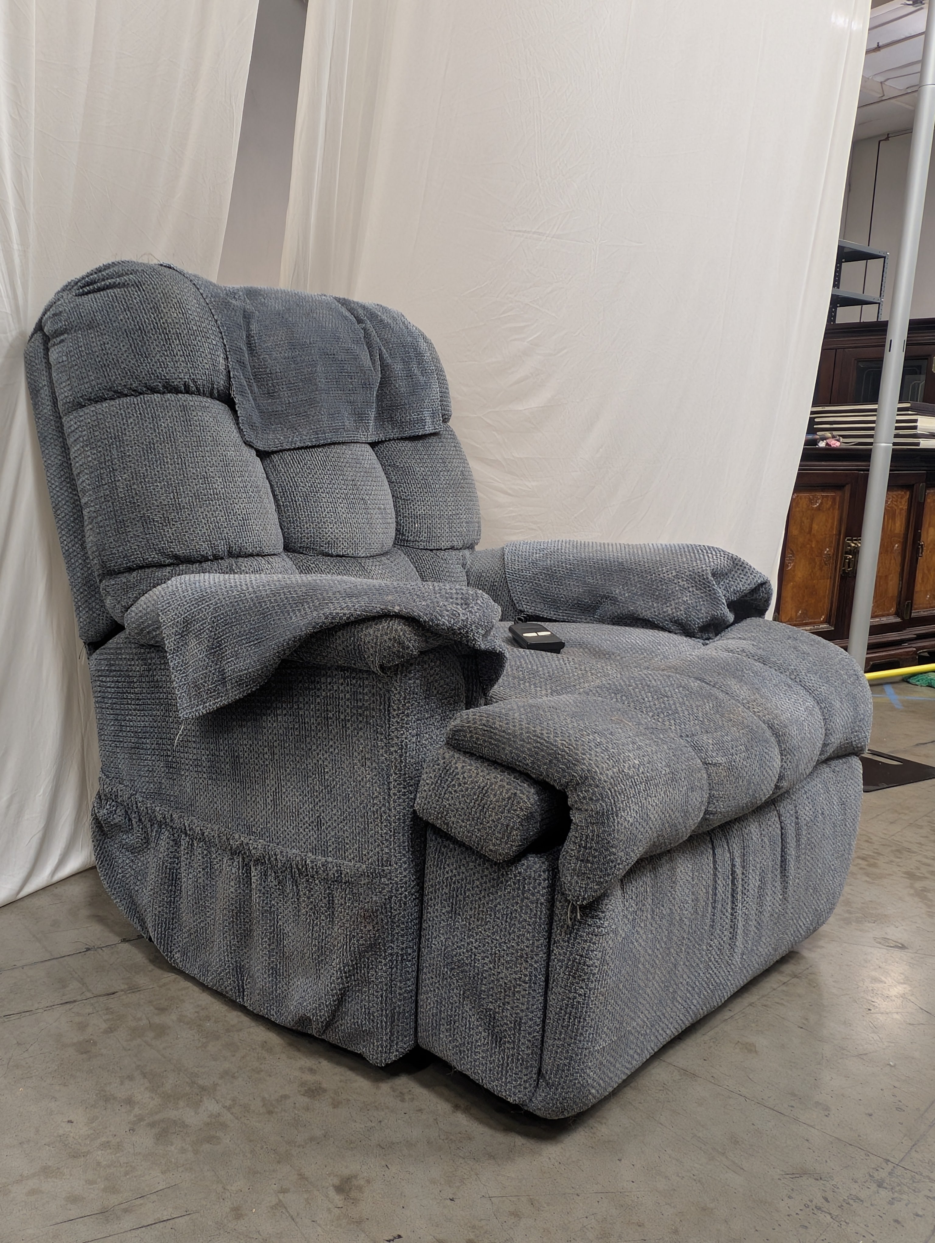 Comfortable Grey Fabric Power Recliner Chair