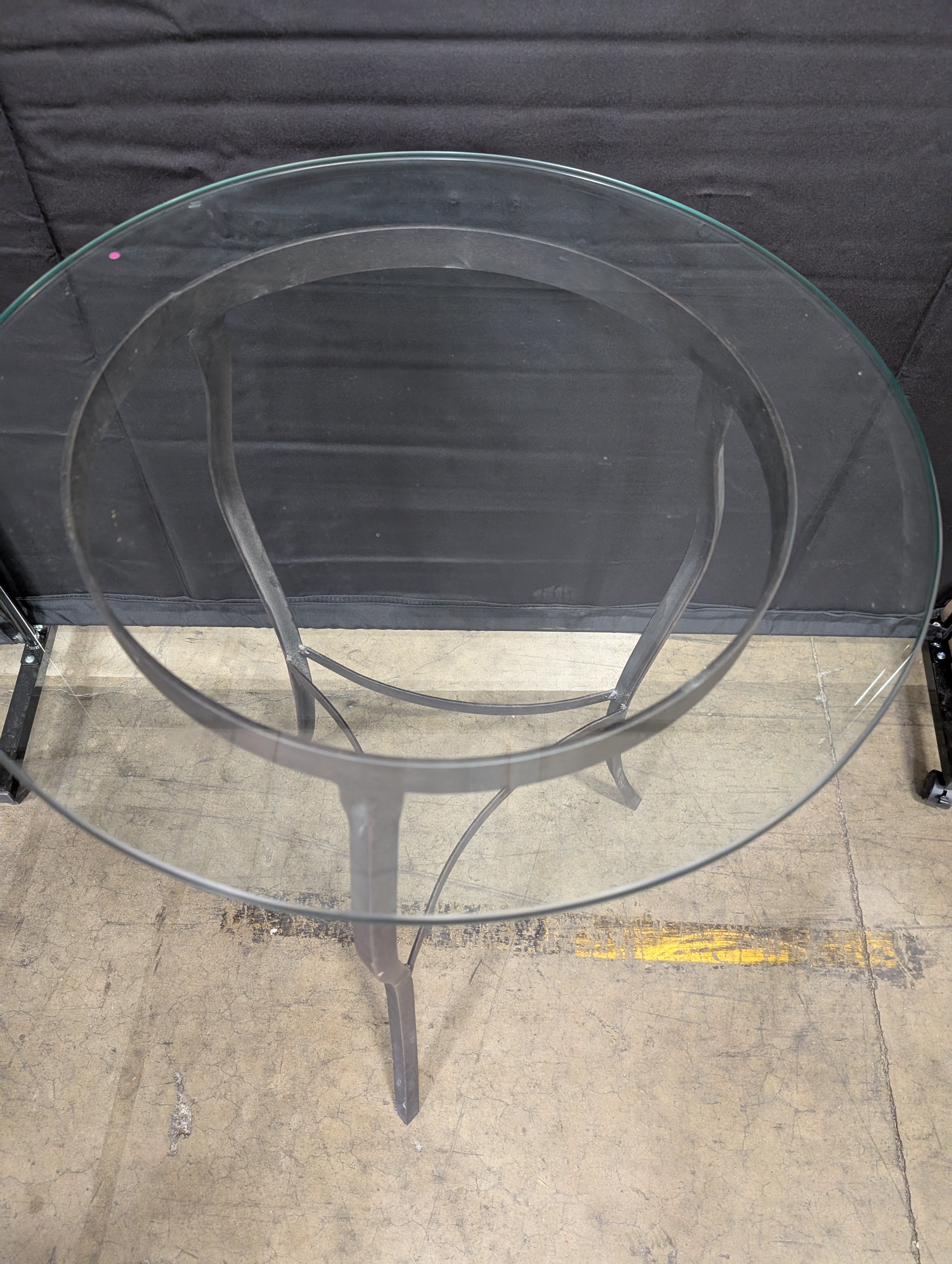 Round Glass Top Bistro Table with Dark Metal Base