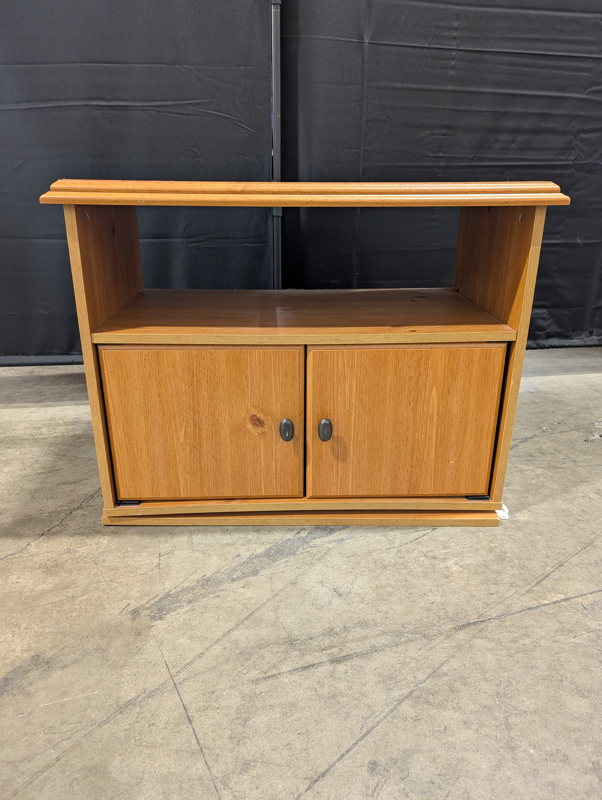 Warm Brown Wood Nightstand with Open Shelf