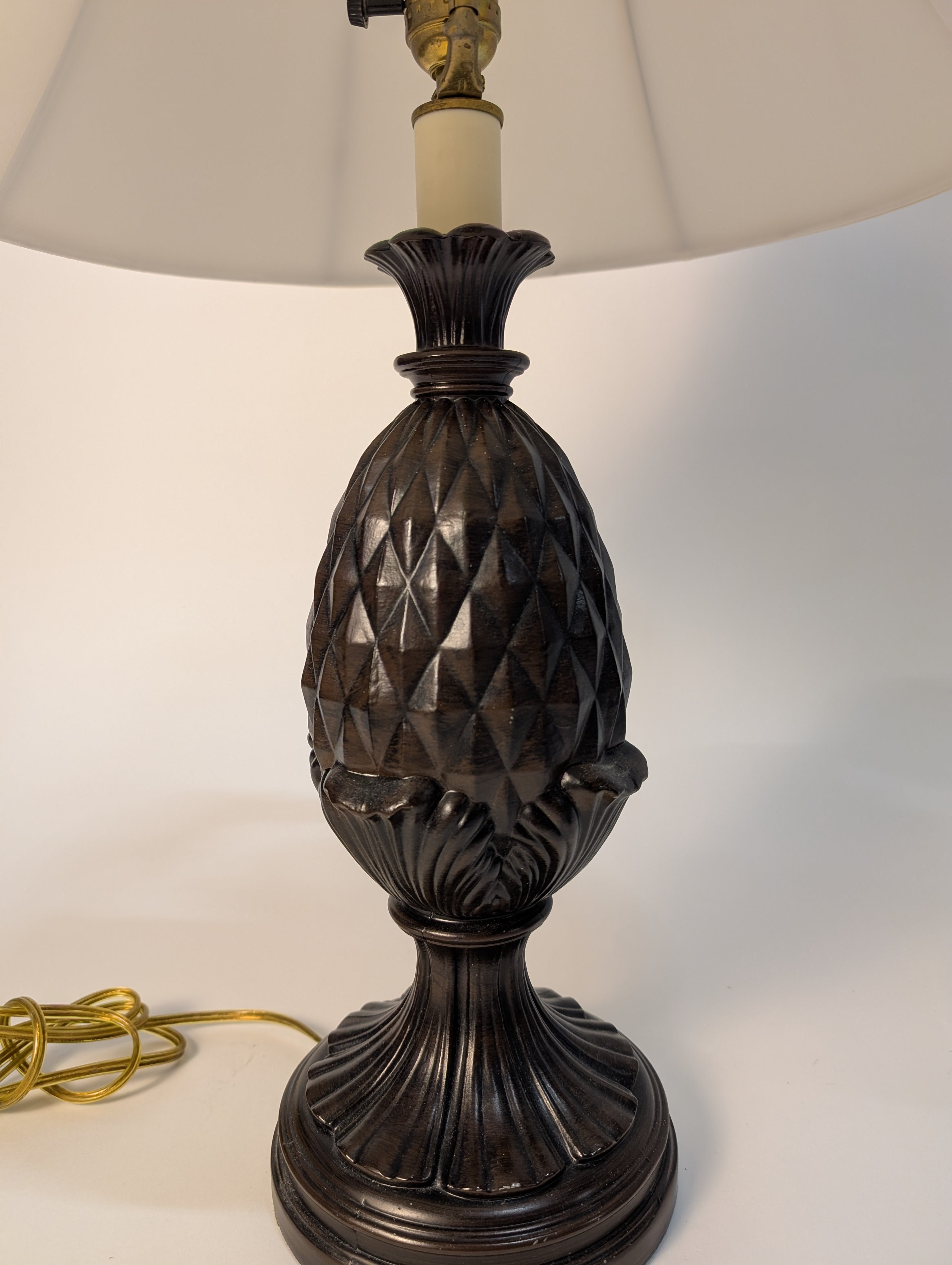 Traditional Pineapple Base Table Lampswith Cream Bell Shade