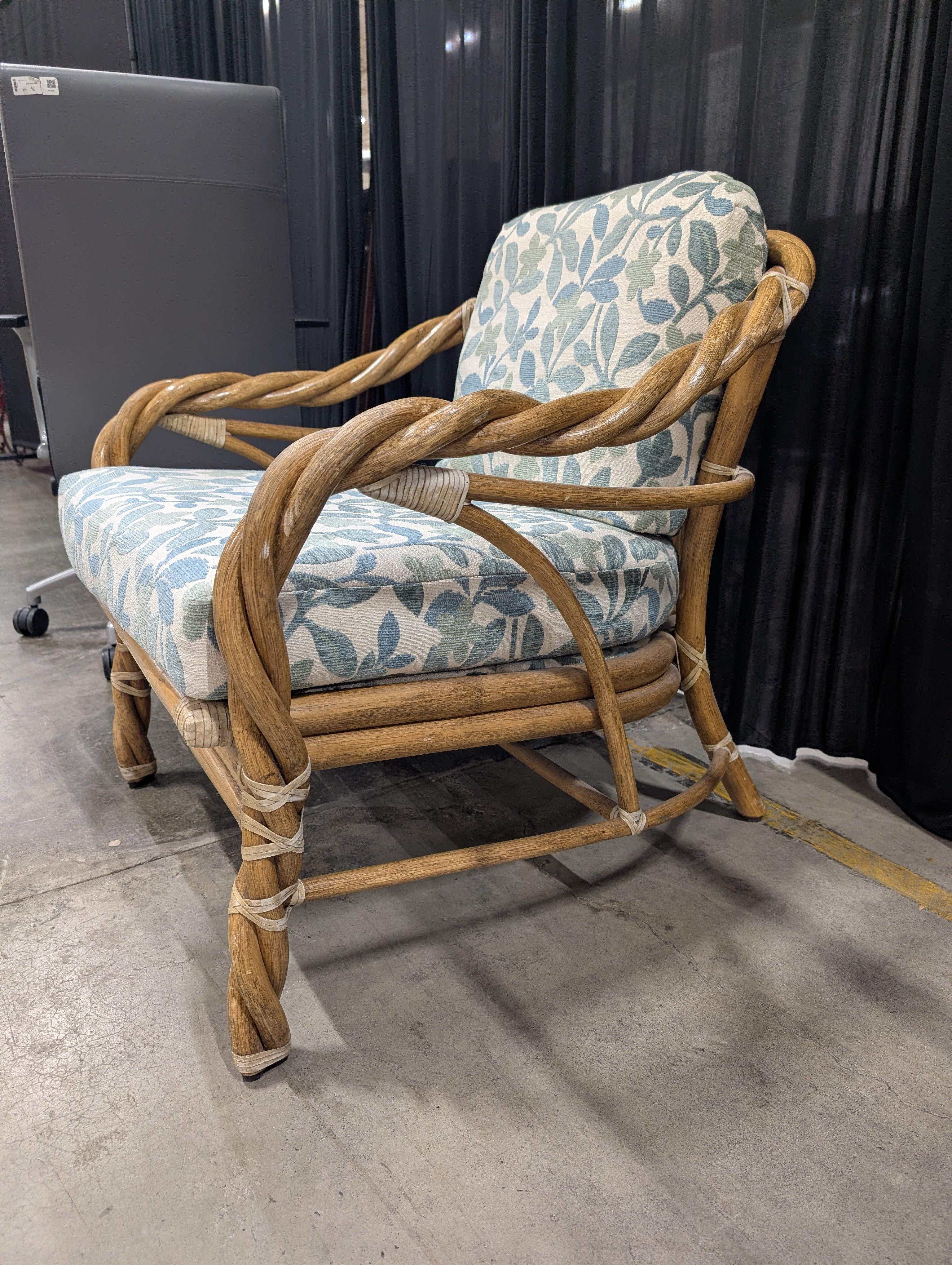 Natural Wicker Twisted Arm Accent Chair