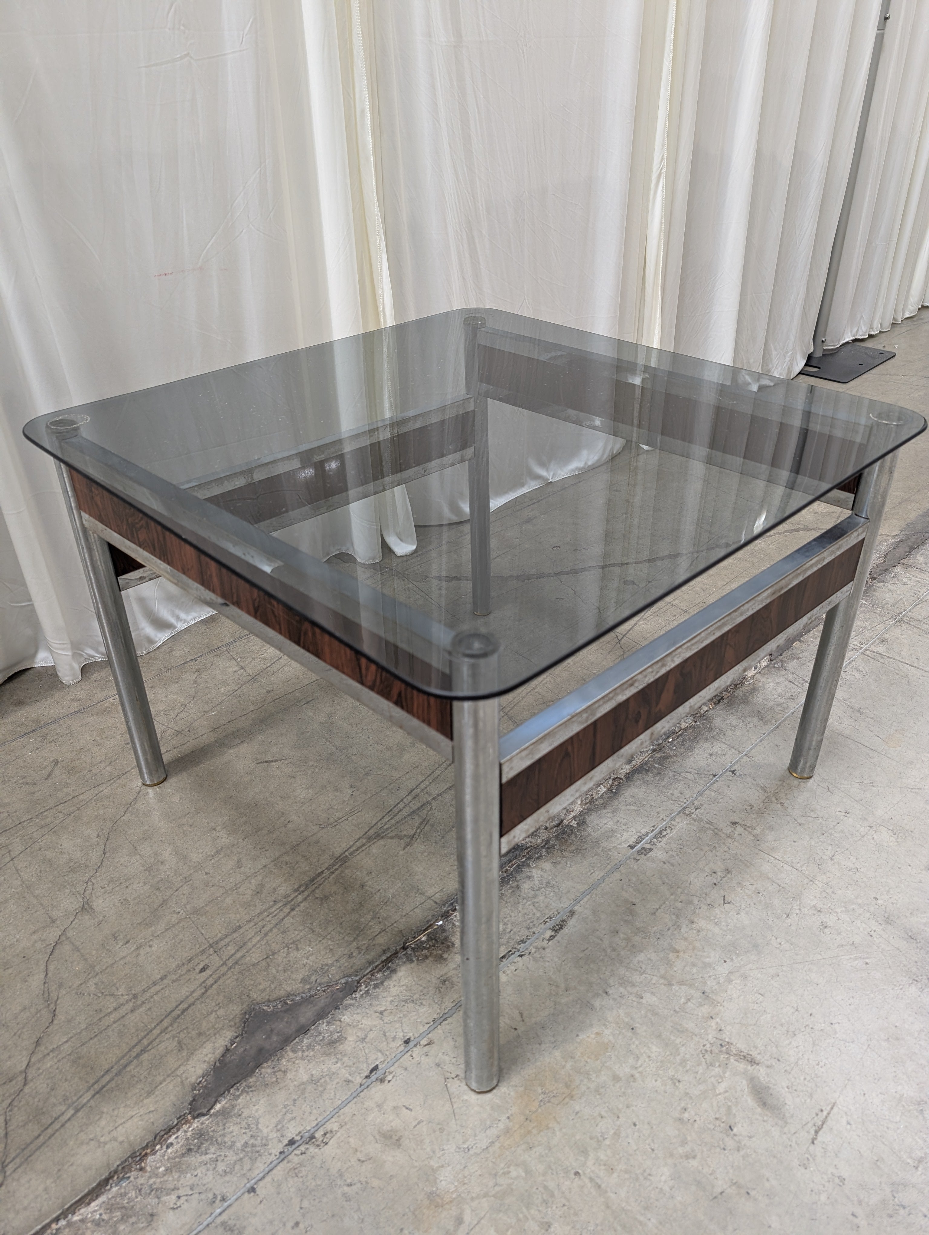 Clear Glass and Metal Two-Tier End Table
