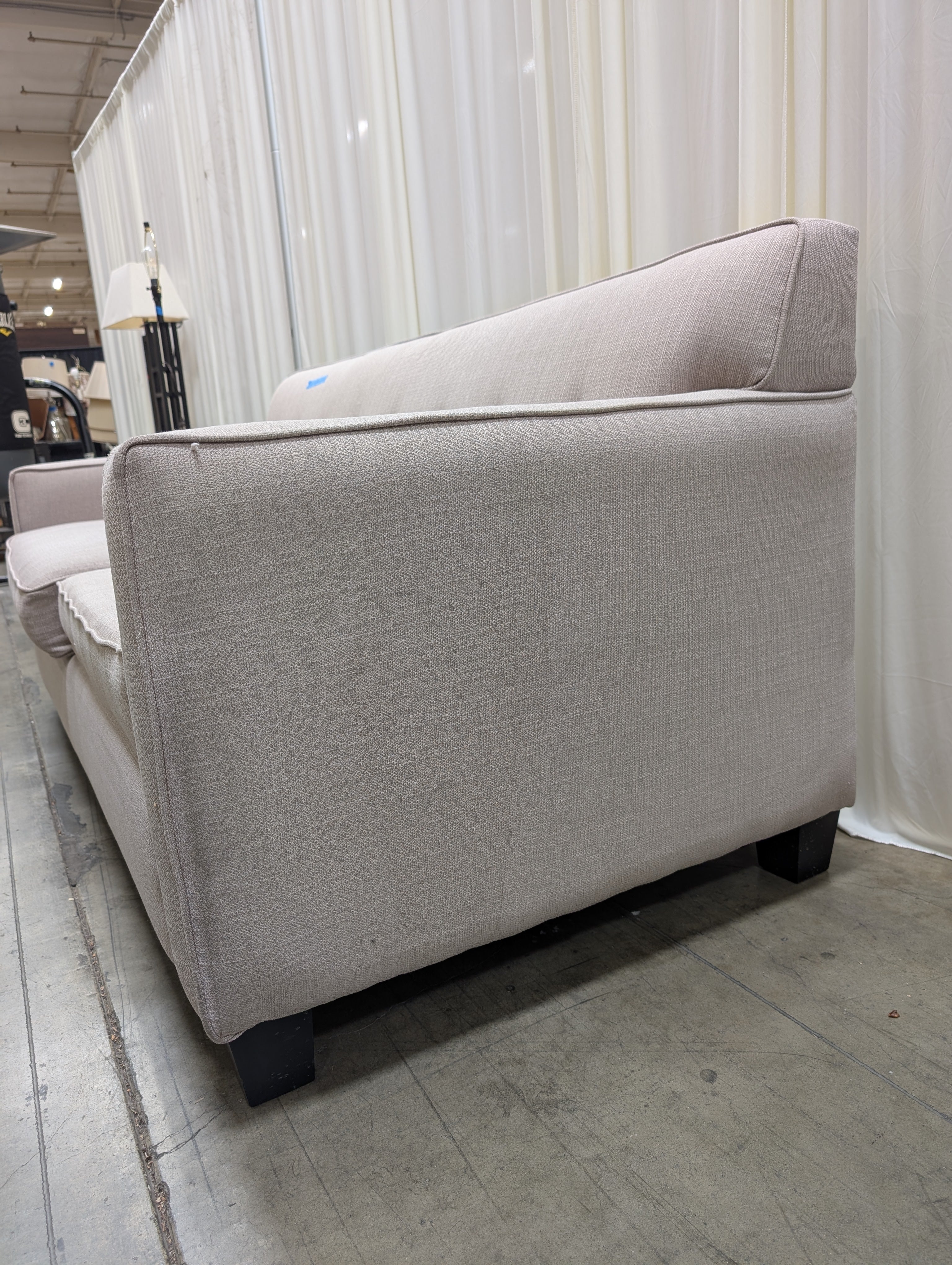 Oatmeal Woven Fabric Couch with Button Tufting