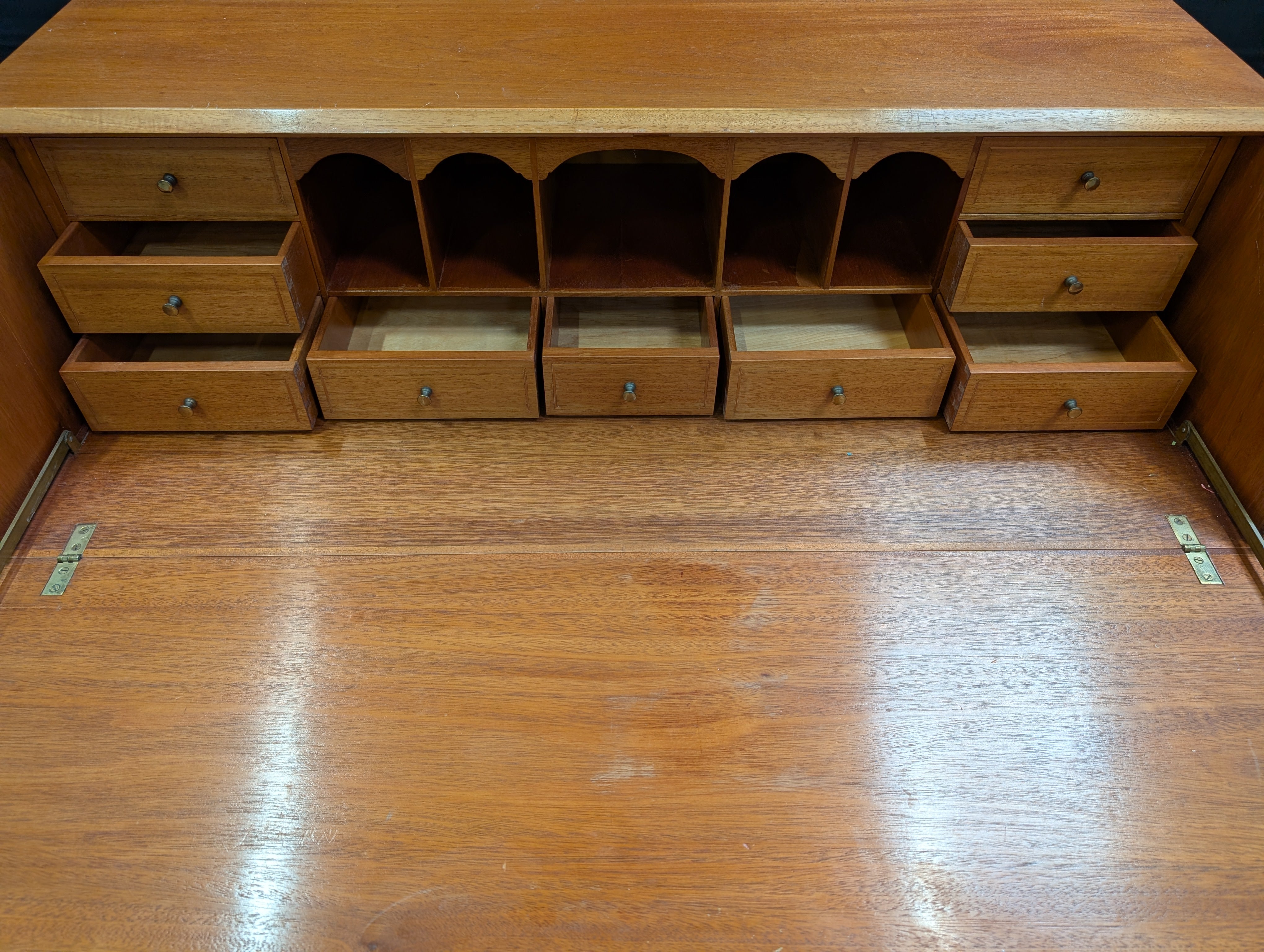 Classic Cherry-Stained Wood Slant-Front Secretary Desk