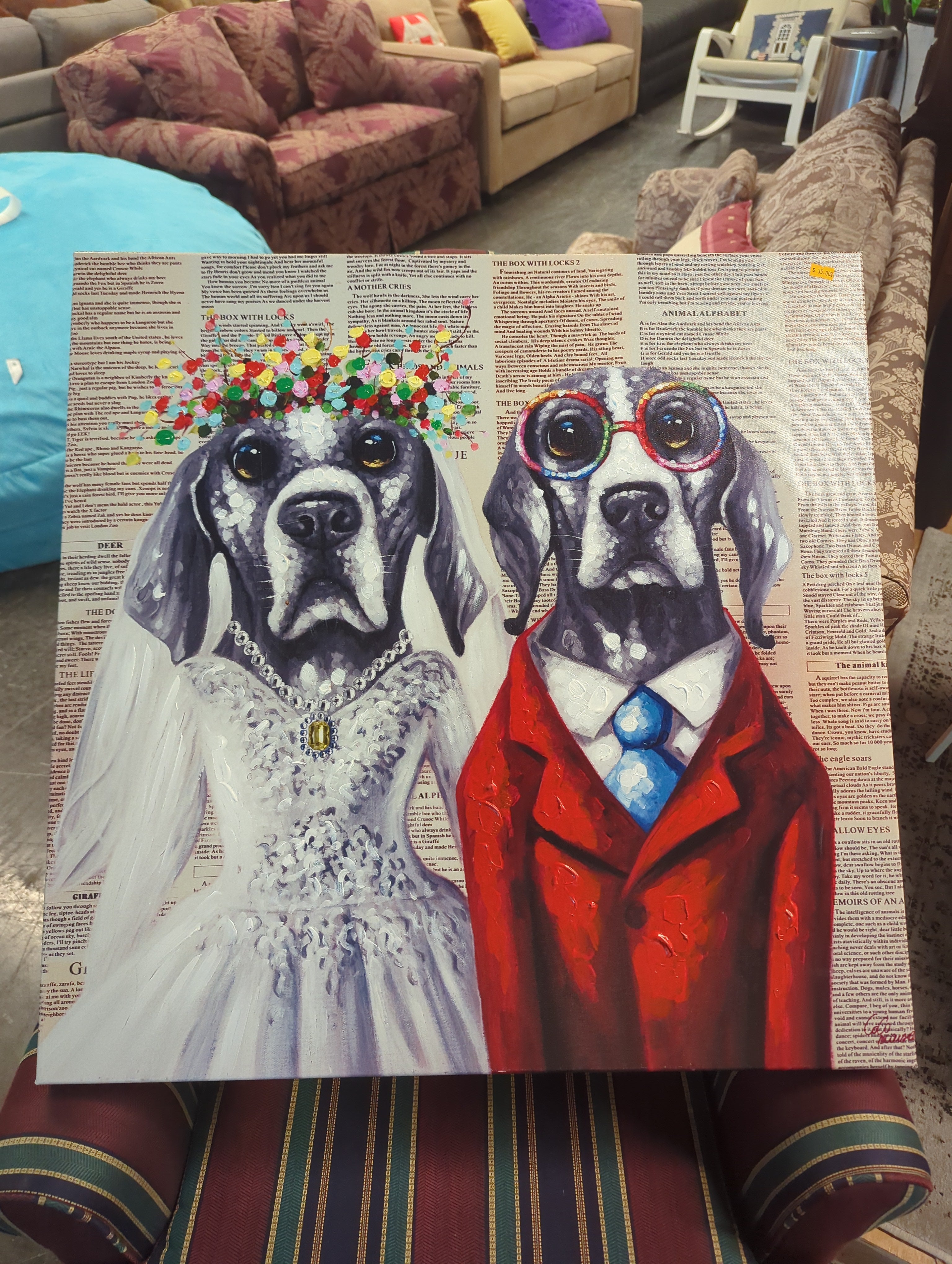 Charming Dog Couple Canvas Art
