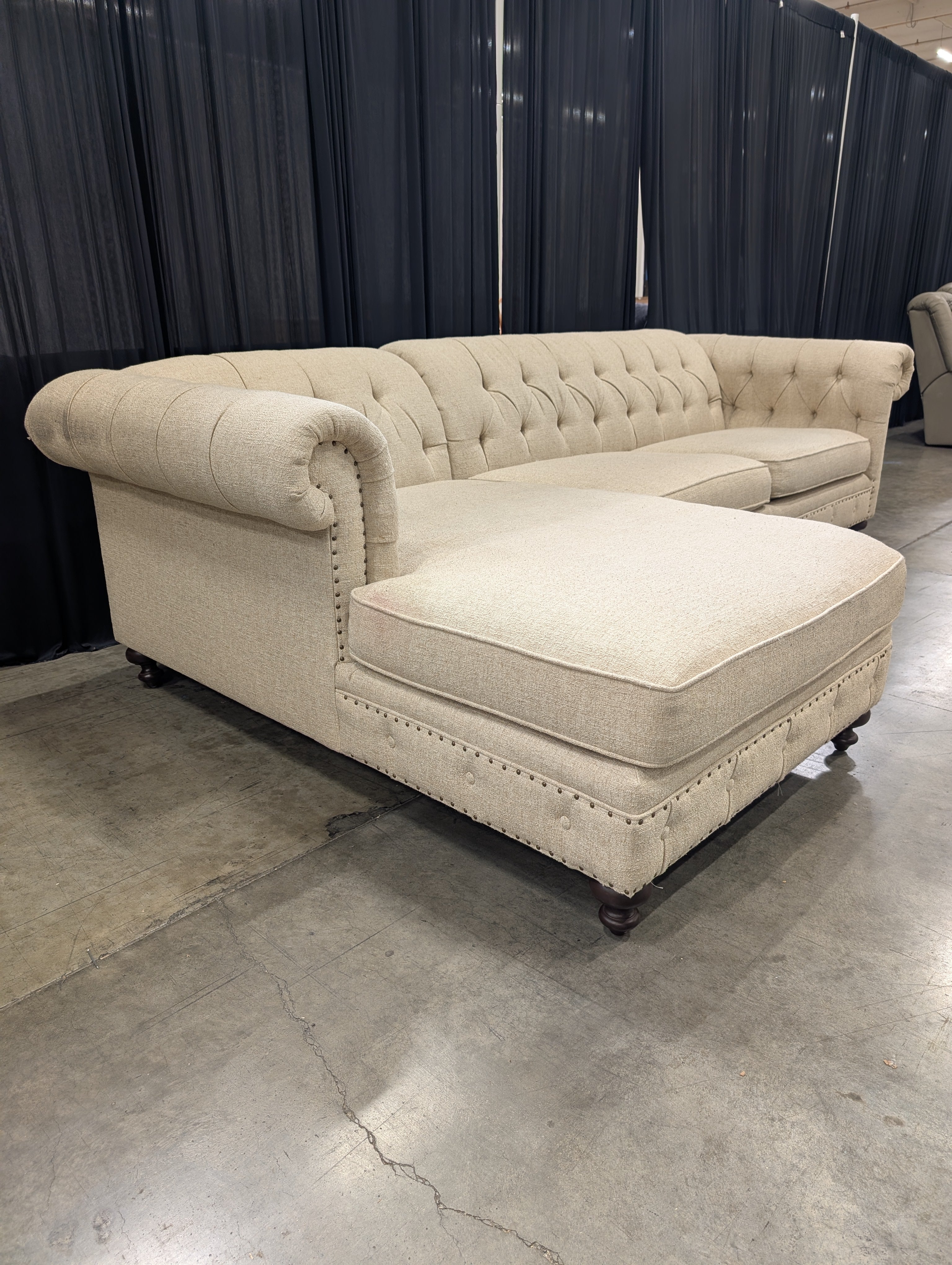 Bernhardt Beige Tufted Armchair with High Back