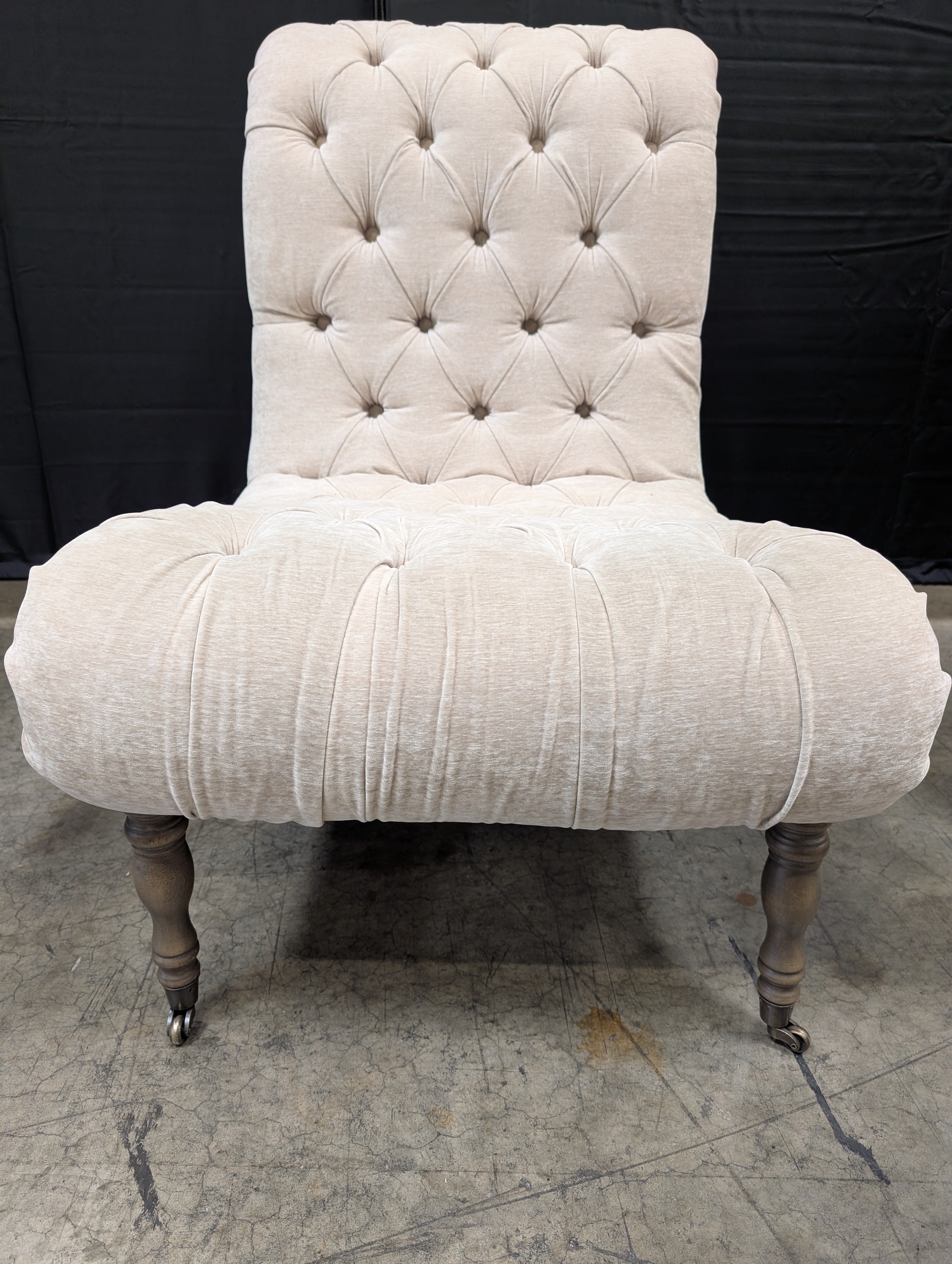 Neutral Tufted Upholstered Armless Accent Chair