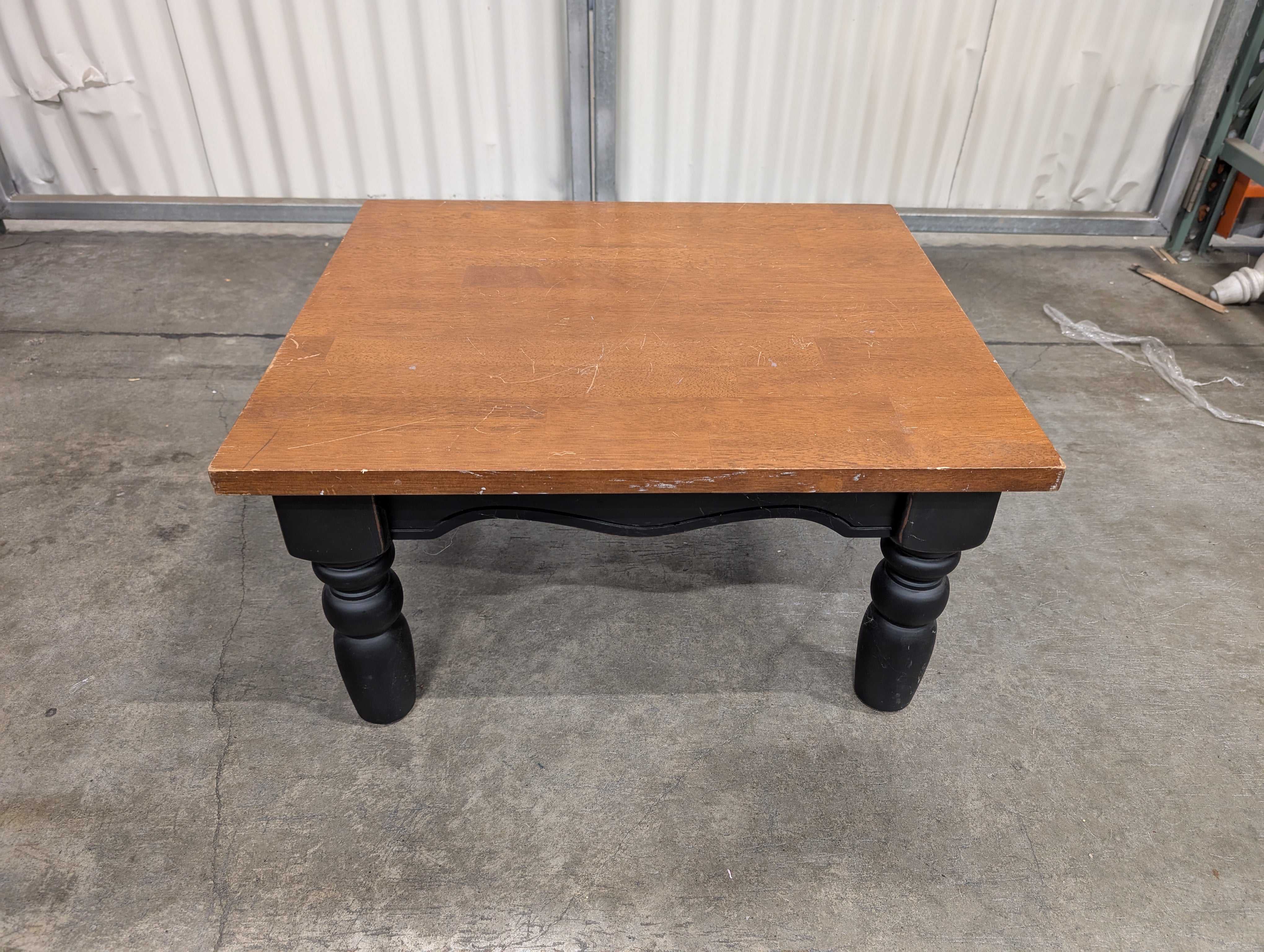 Square Wood Accent Table with Black Turned Legs