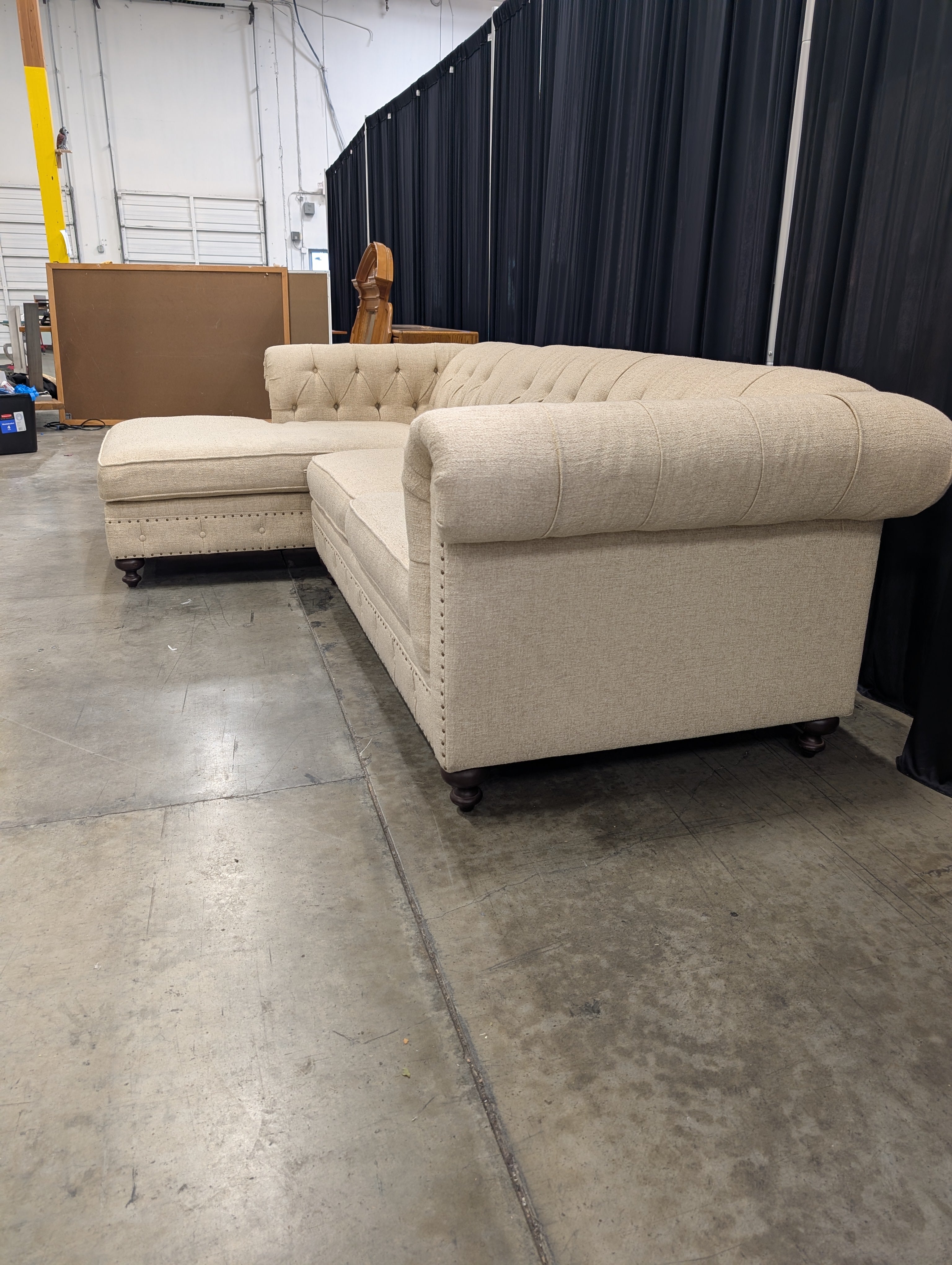 Bernhardt Beige Tufted Armchair with High Back