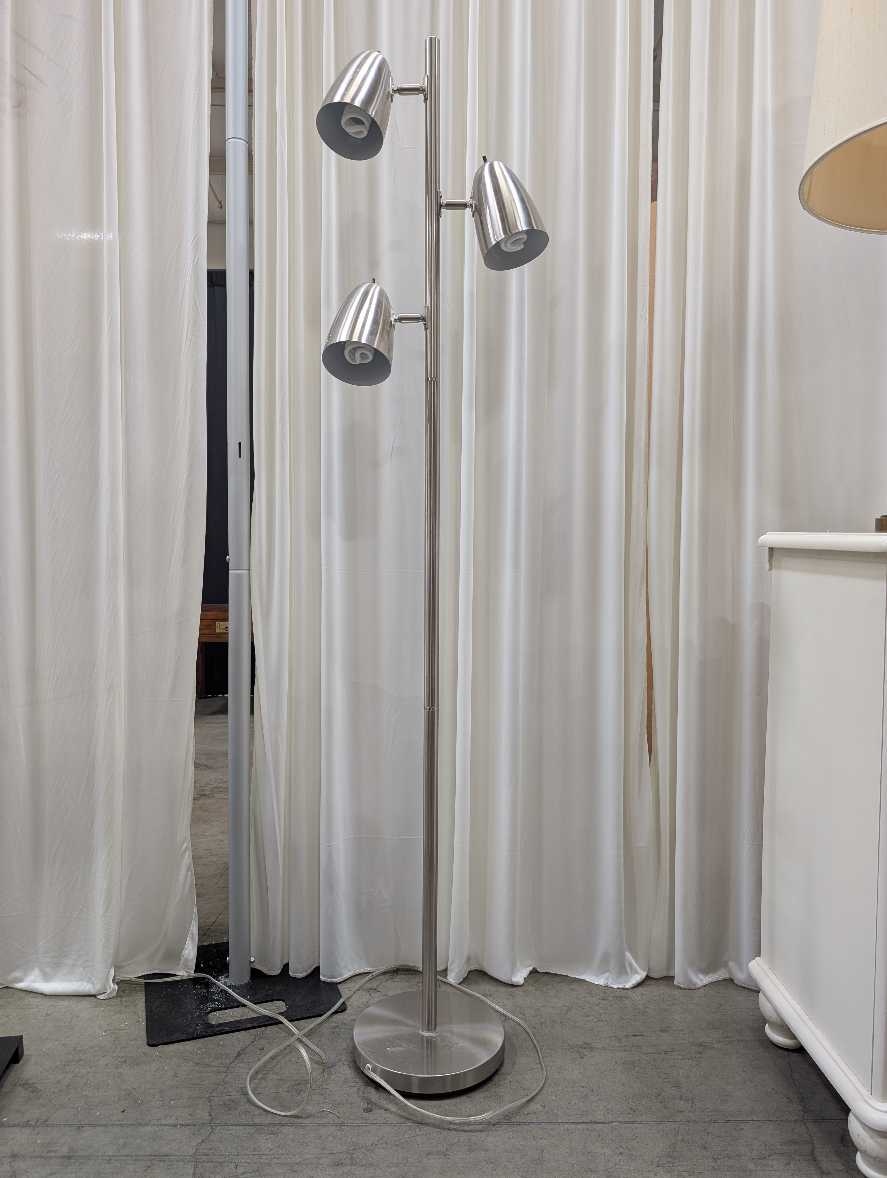 Brushed Steel Three-Light Floor Lamp