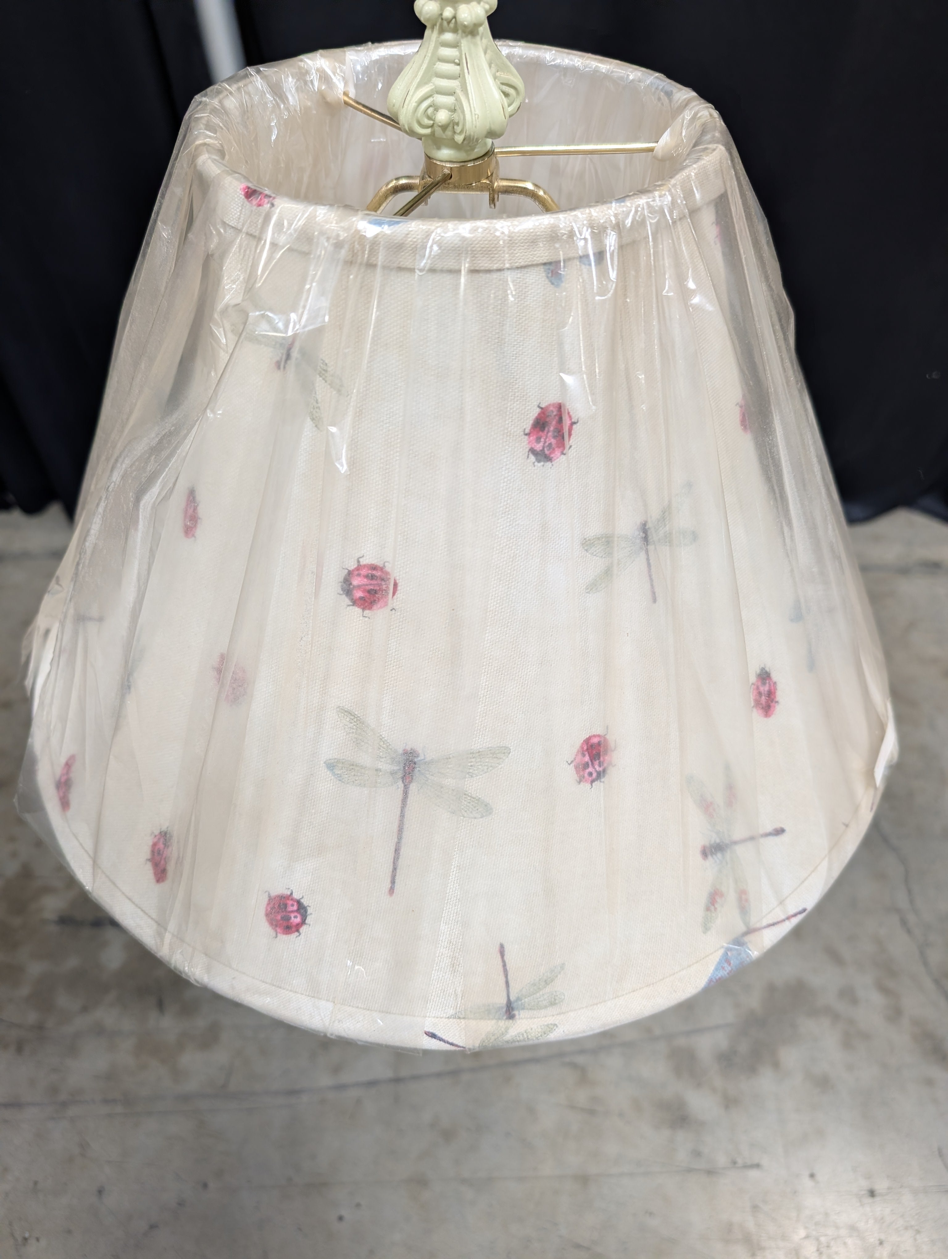 Spiral Wood Table Lamp with Patterned Shade