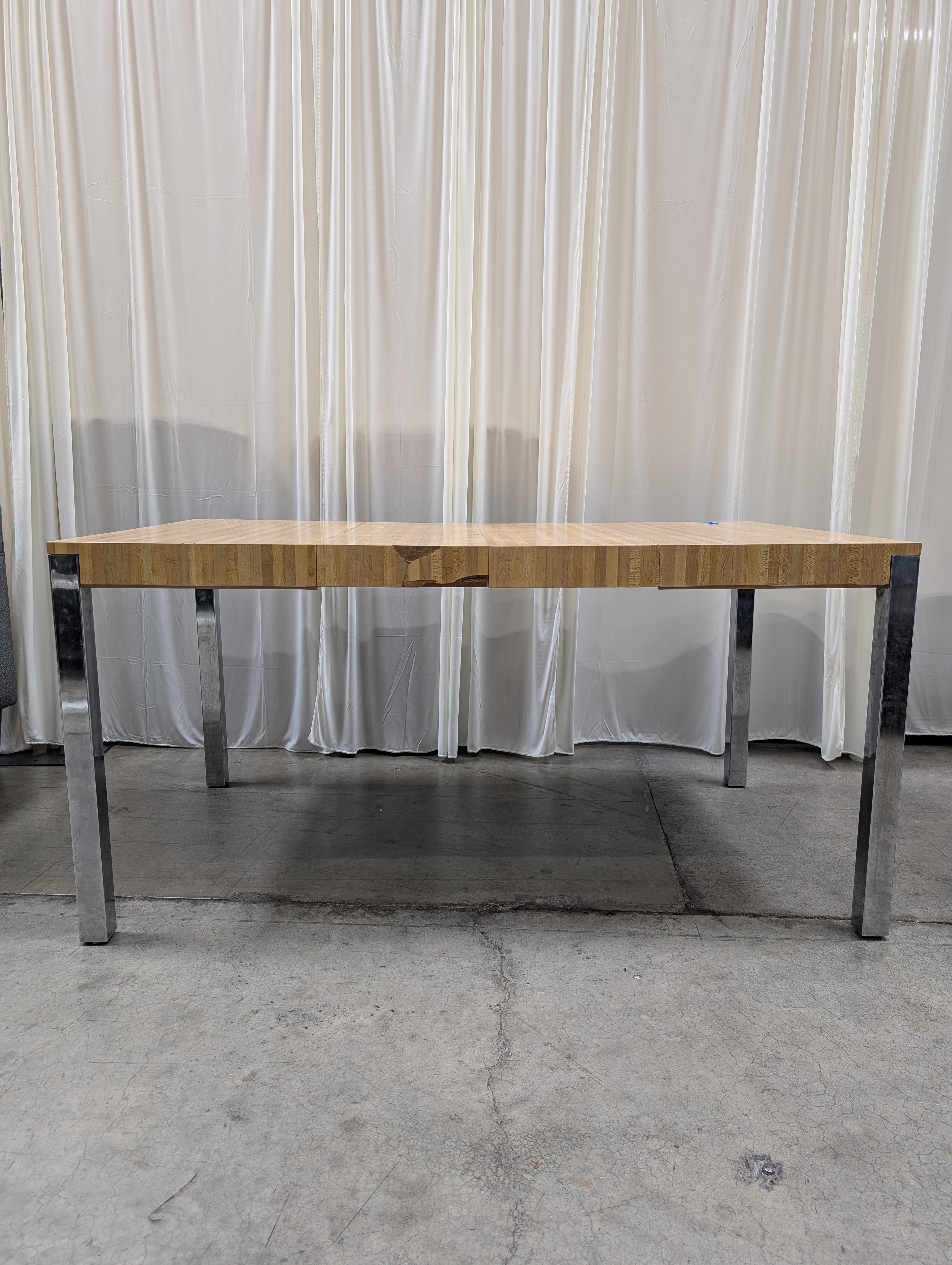 Light Wood Striped Top Desk with Chrome Legs