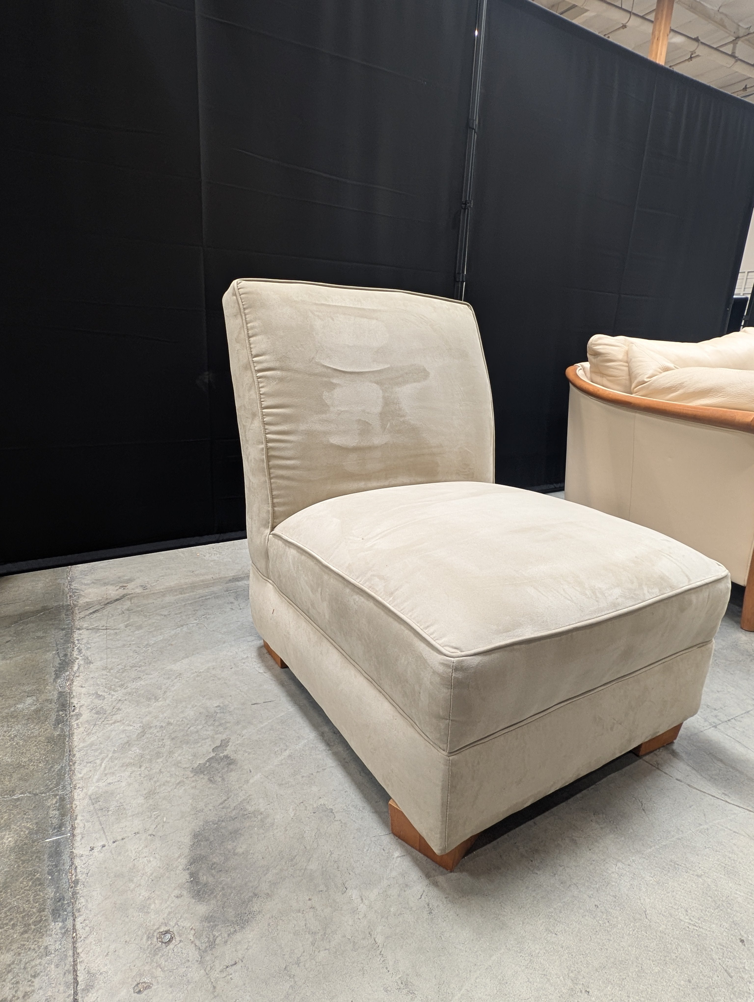 Neutral Upholstered Armless Accent Chairs