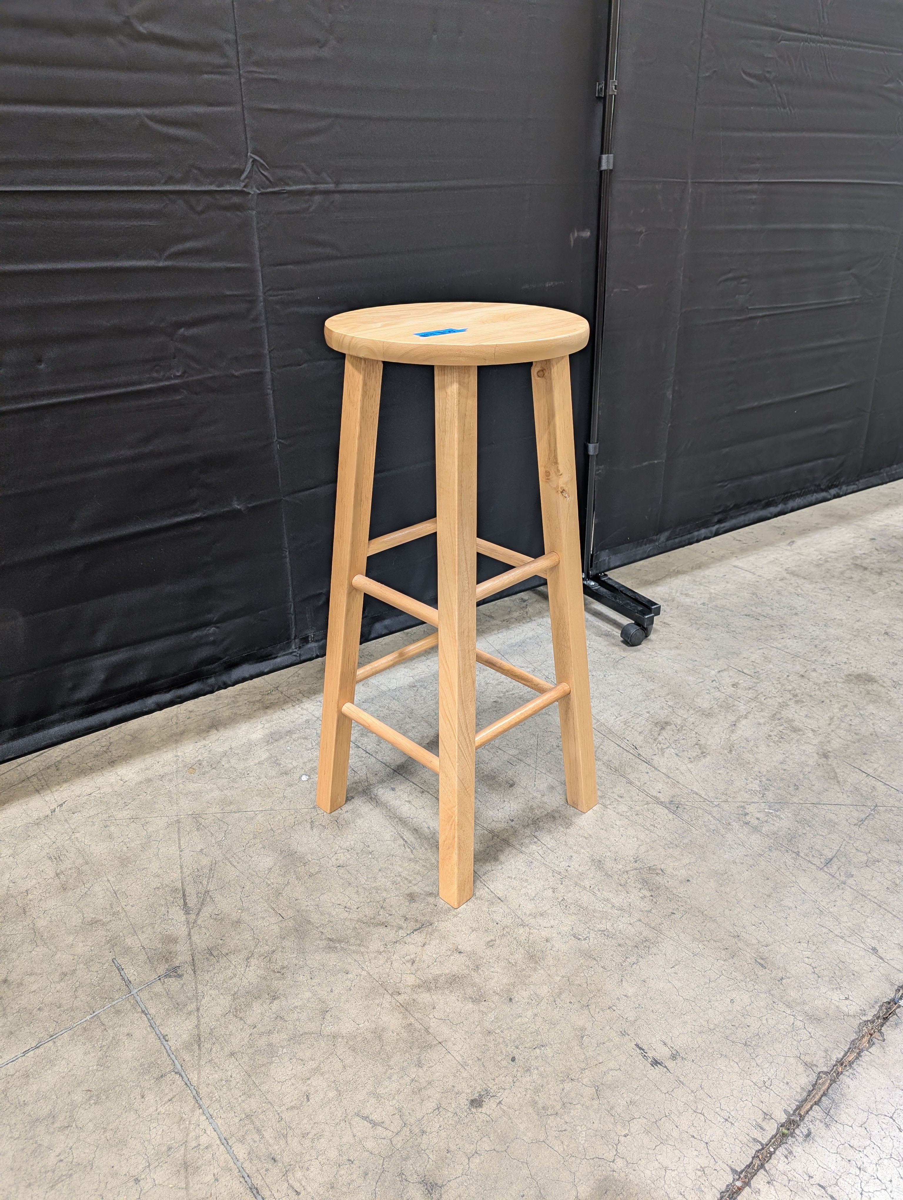 Natural Light Wood Round Top Bar Stool
