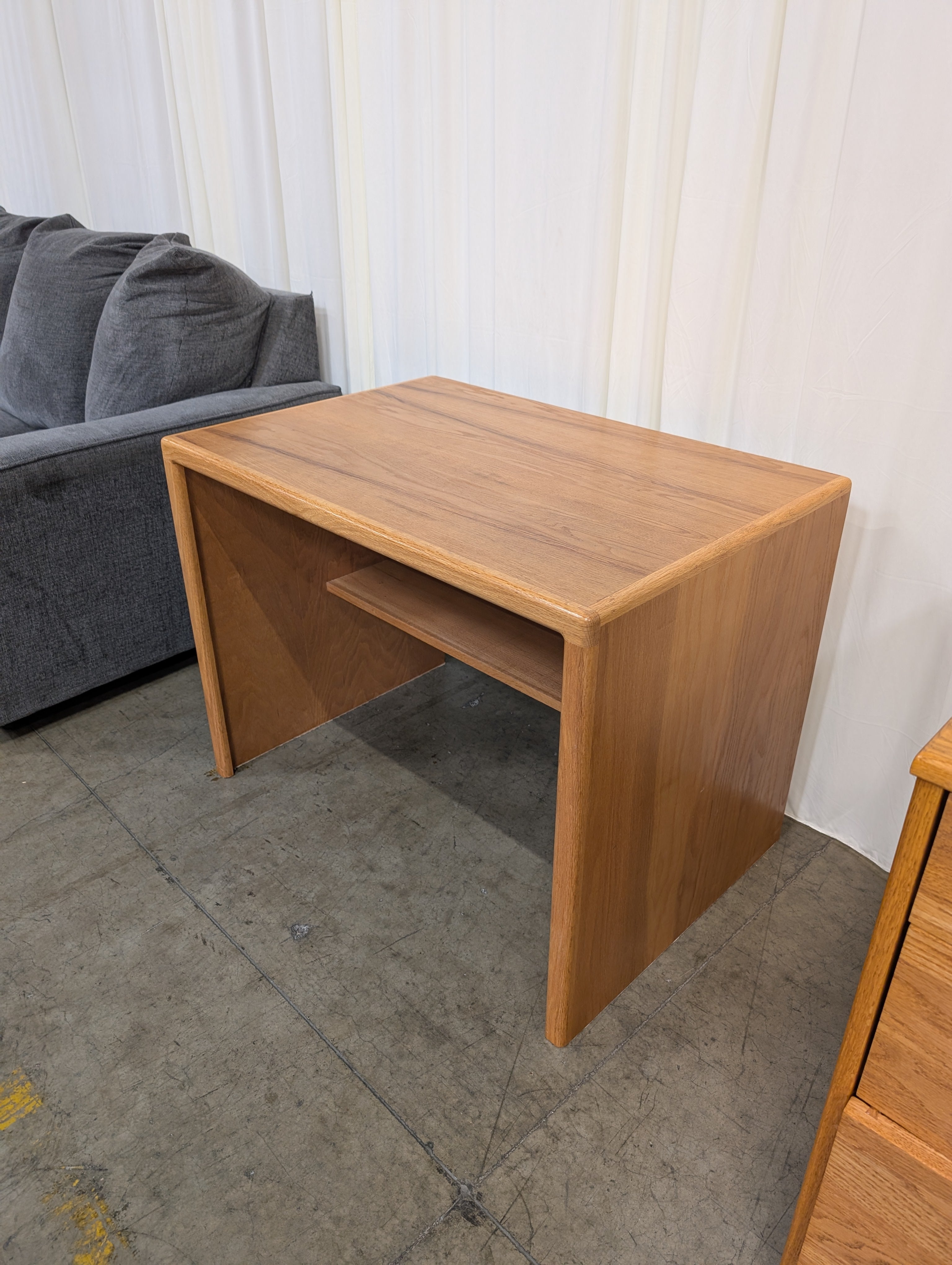 Natural Wood Desk with Storage Shelf