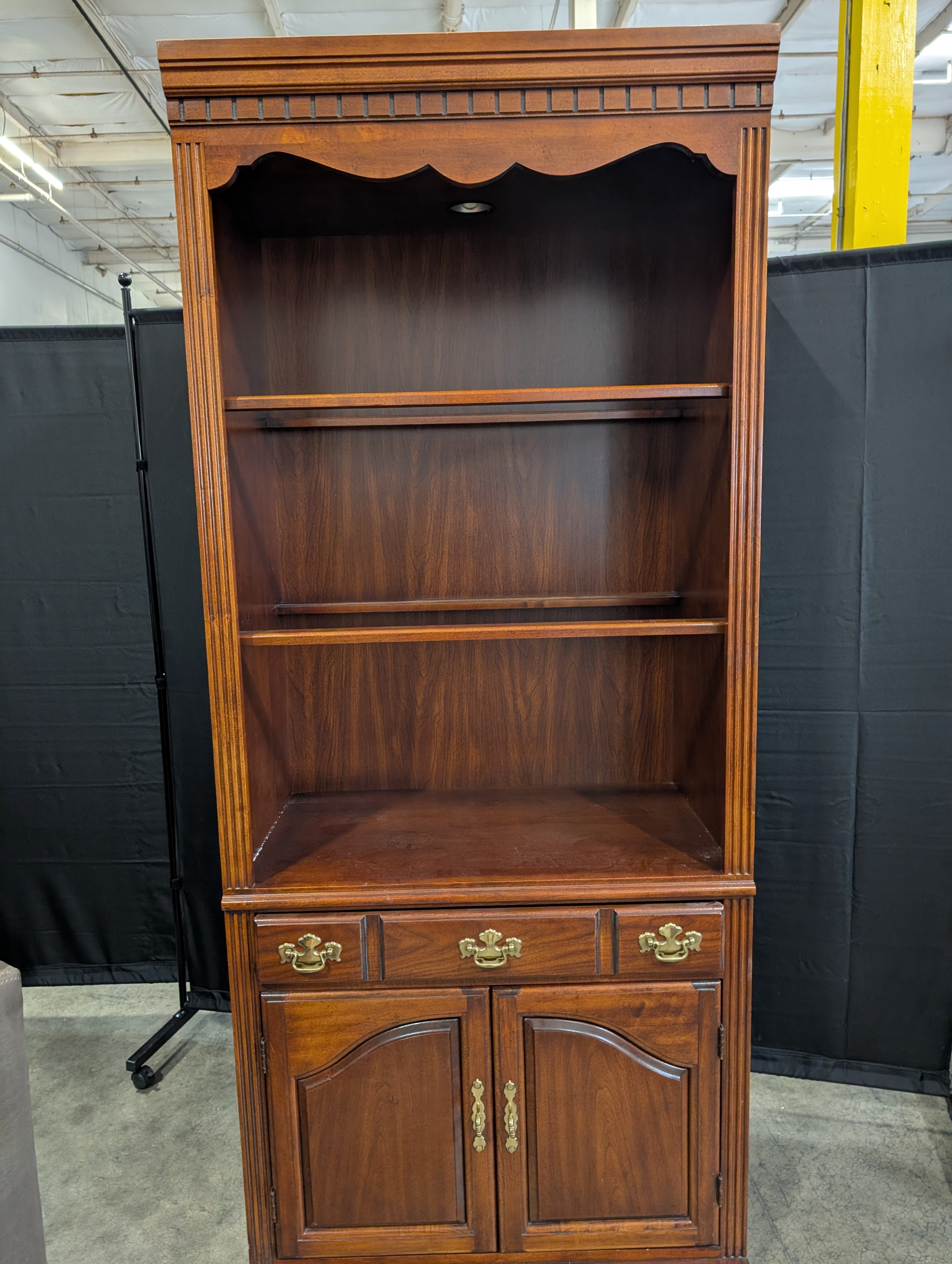 Traditional Cherry Finish Wood Bookcase with Storage Cabinet