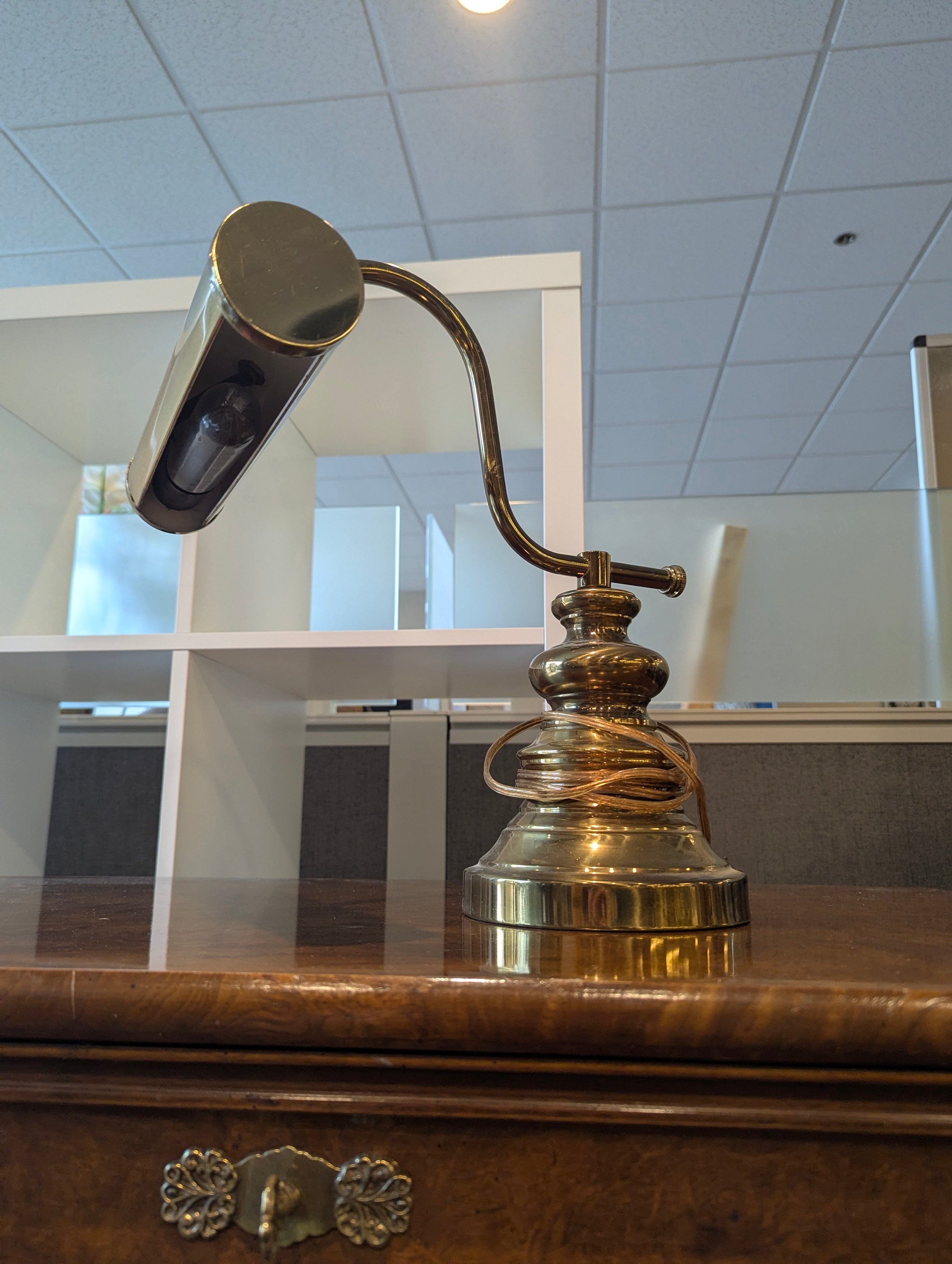 Vintage Brass Banker Style Desk Lamp