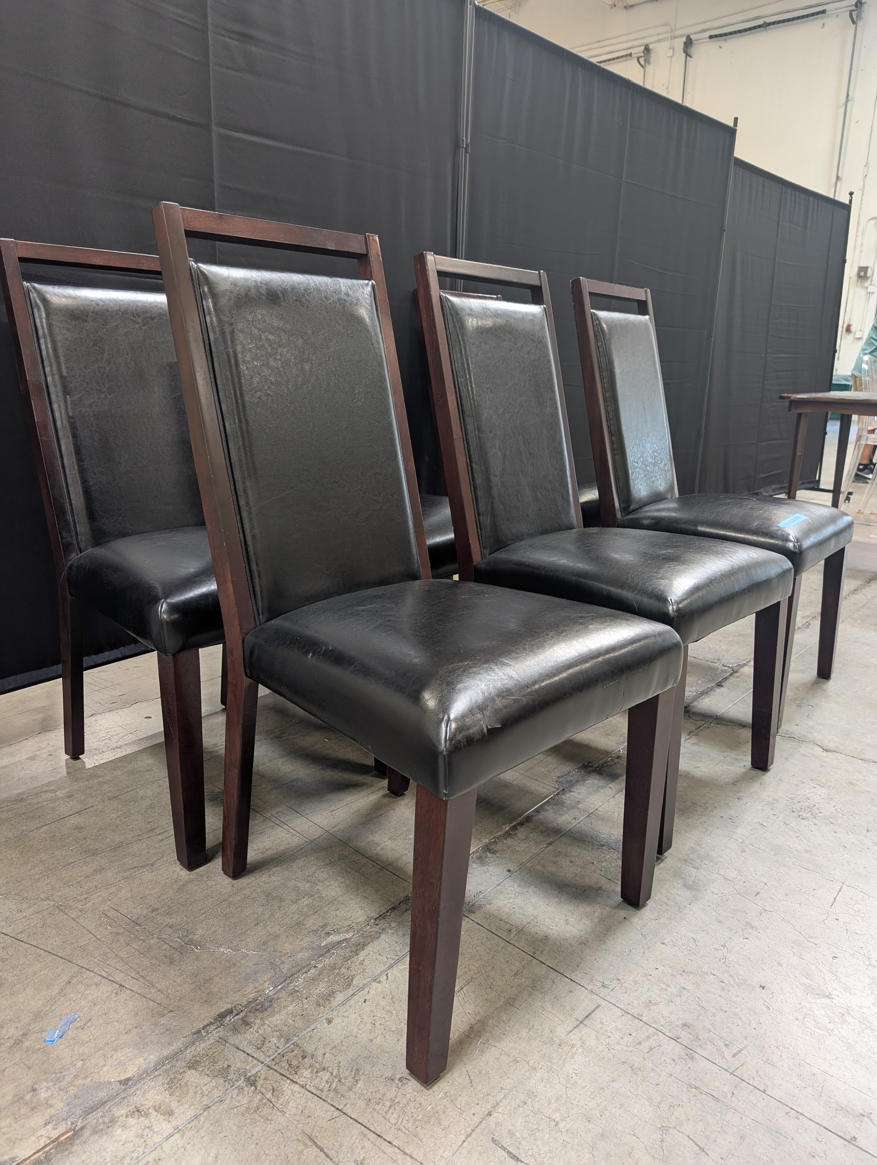 Dark Espresso O-Palier furniture Wood Dining Chair in Faux Leather